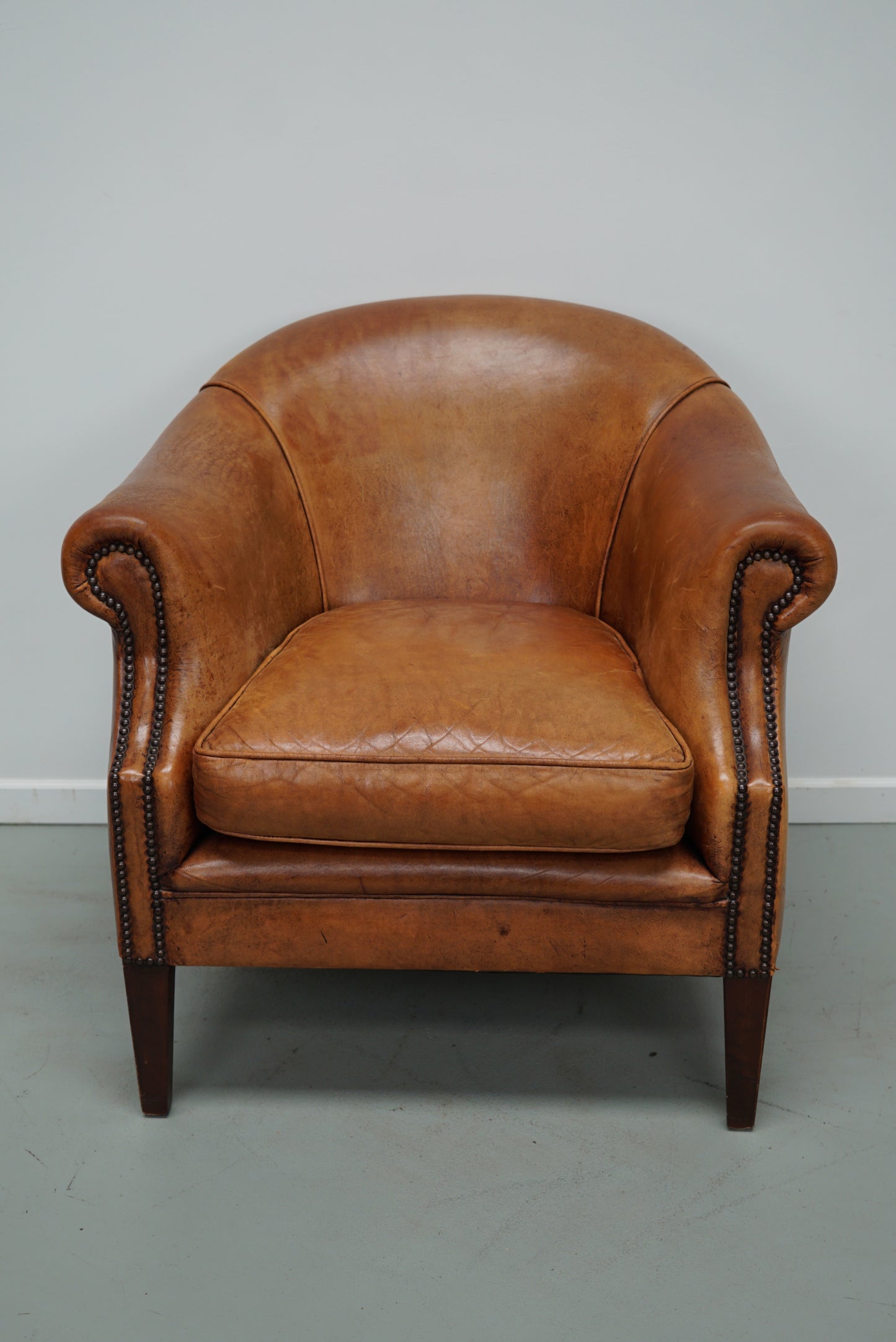 Vintage Dutch Cognac Colored Leather Club Chair