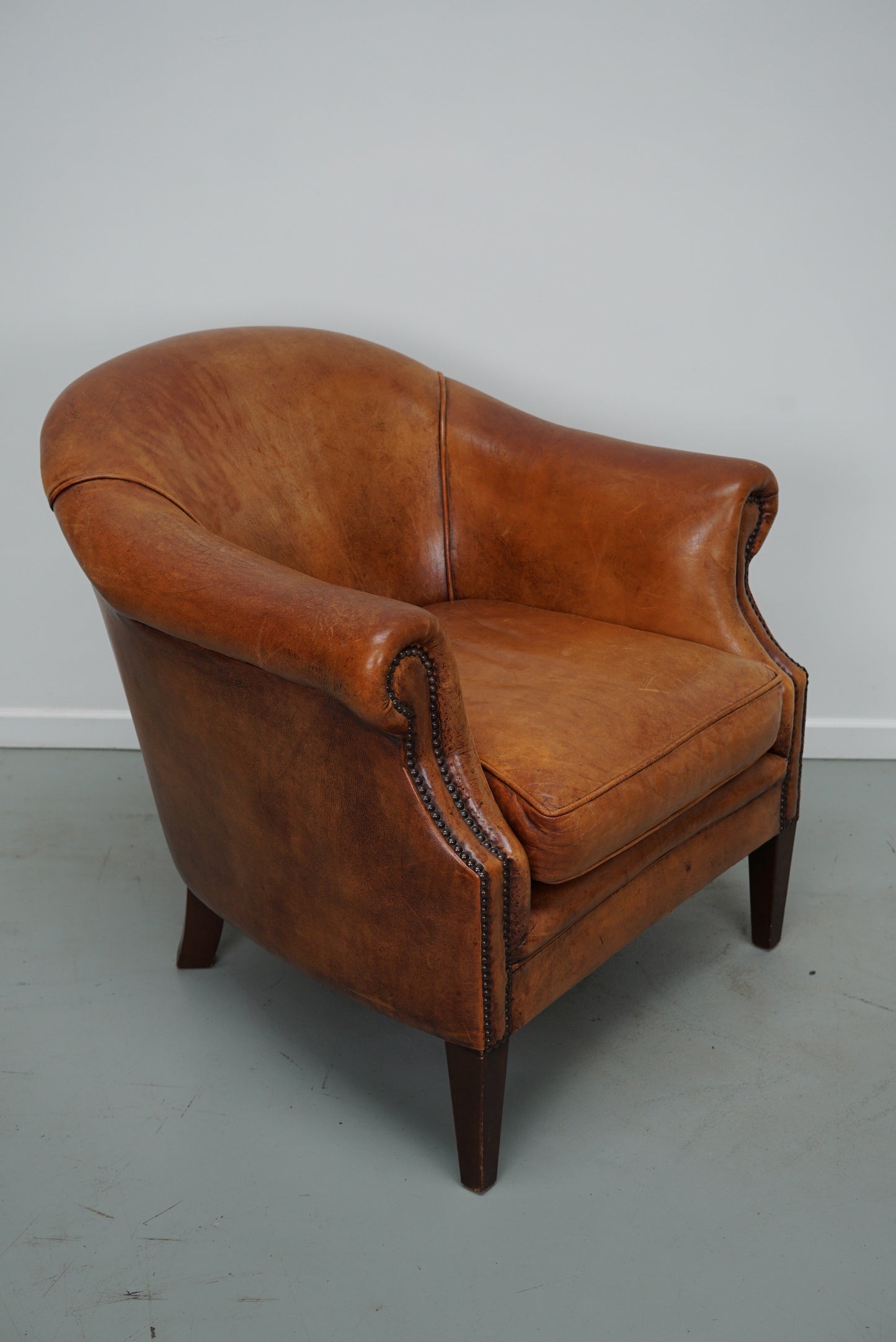 Vintage Dutch Cognac Colored Leather Club Chair