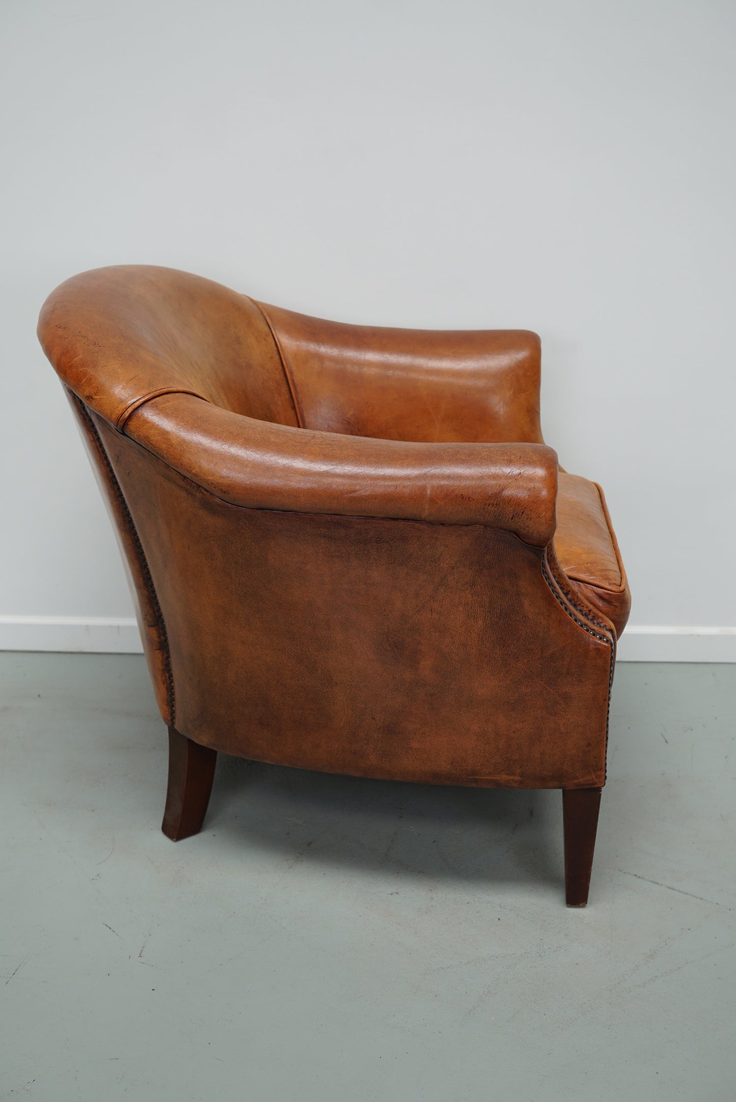 Vintage Dutch Cognac Colored Leather Club Chair