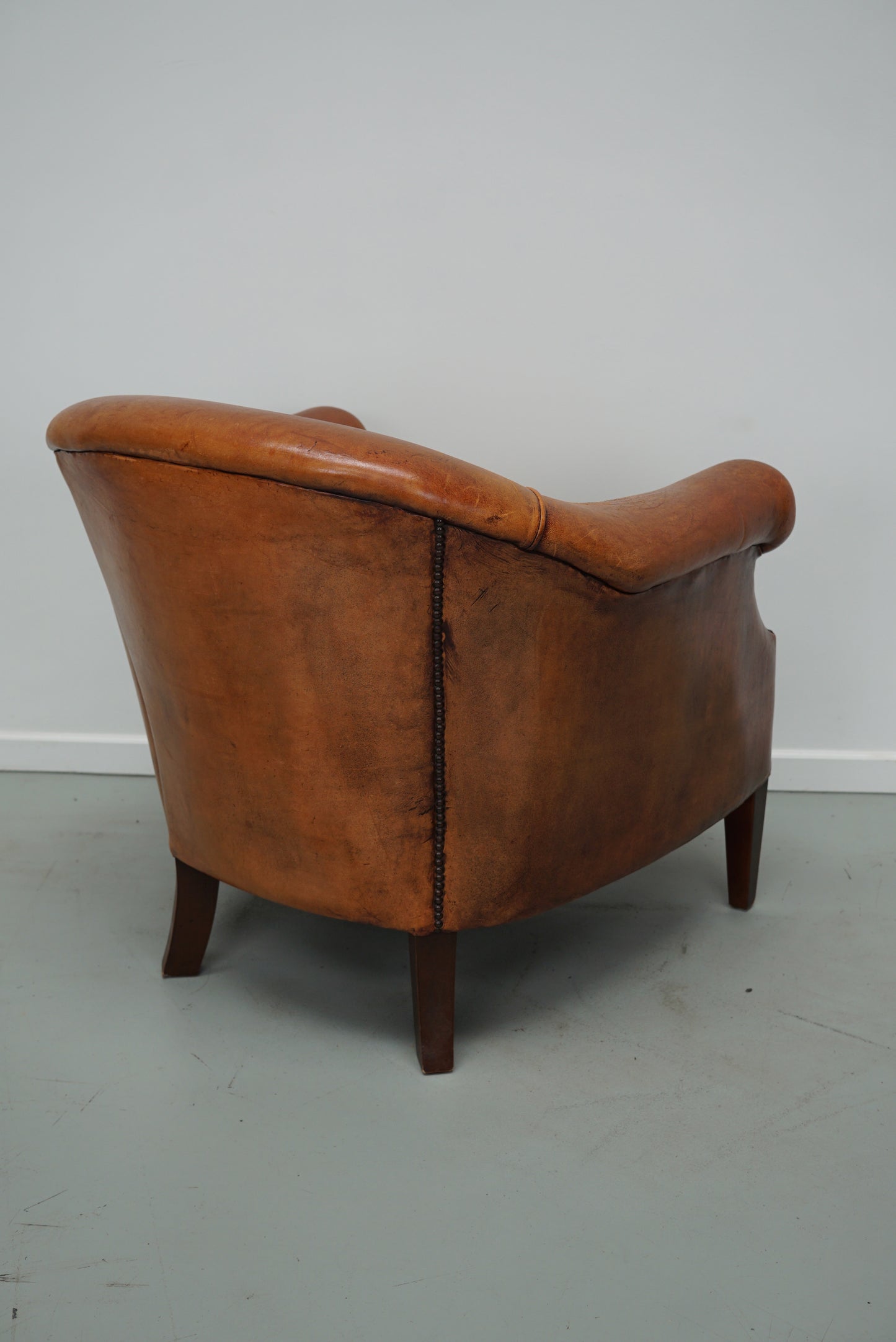 Vintage Dutch Cognac Colored Leather Club Chair