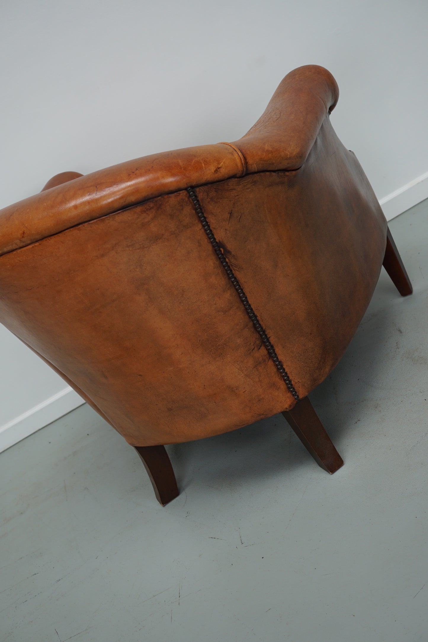 Vintage Dutch Cognac Colored Leather Club Chair