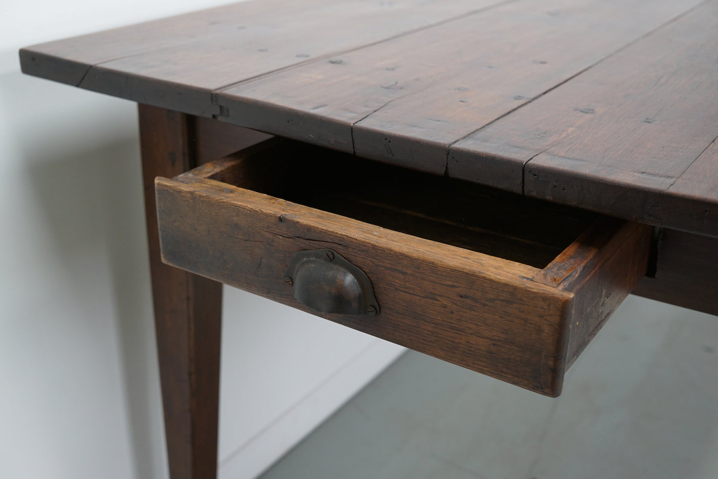 Antique Oak French Farmhouse Dining Table, Ca 1900