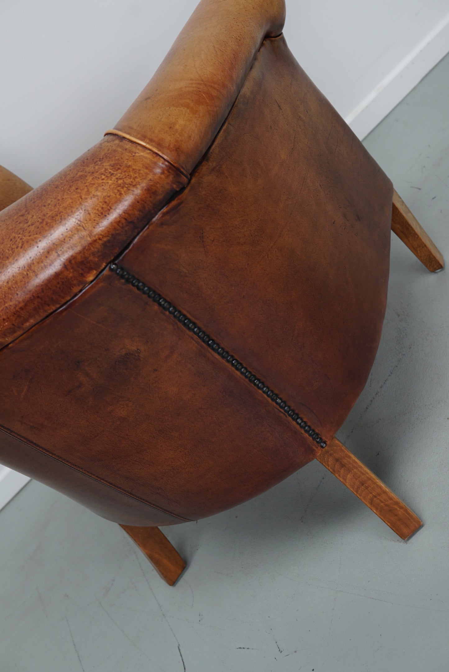 Vintage Dutch Cognac Colored Leather Club Chair