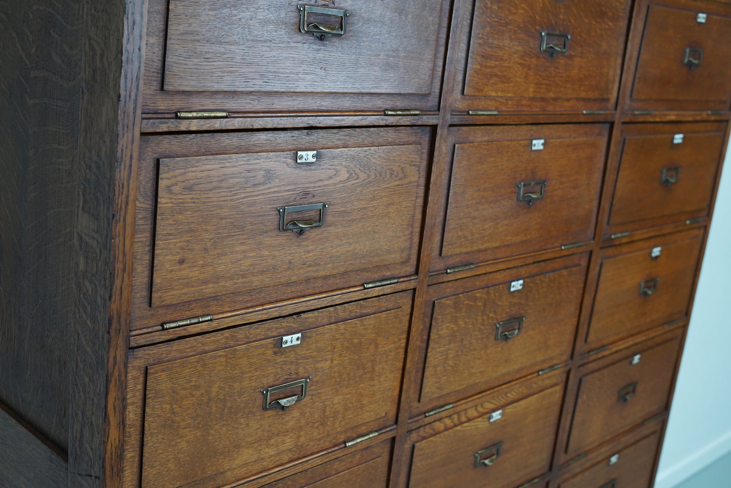 Belgian Oak Apothecary / Filing Cabinet Folding Doors, 1900s