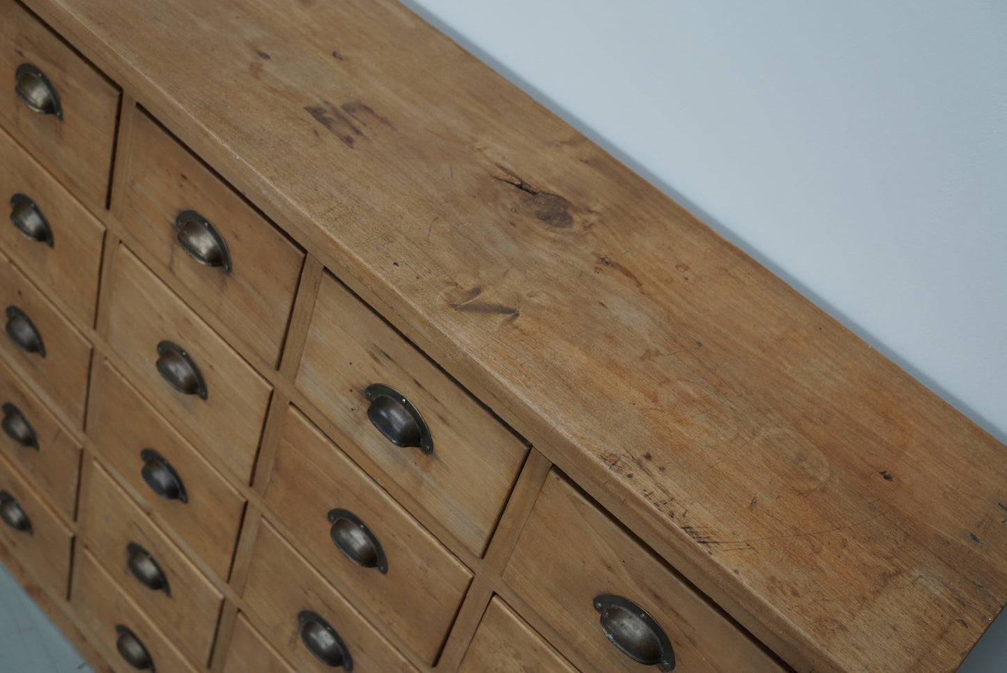 Large Dutch Maple Apothecary Cabinet or Bank of Drawers, ca 1950s