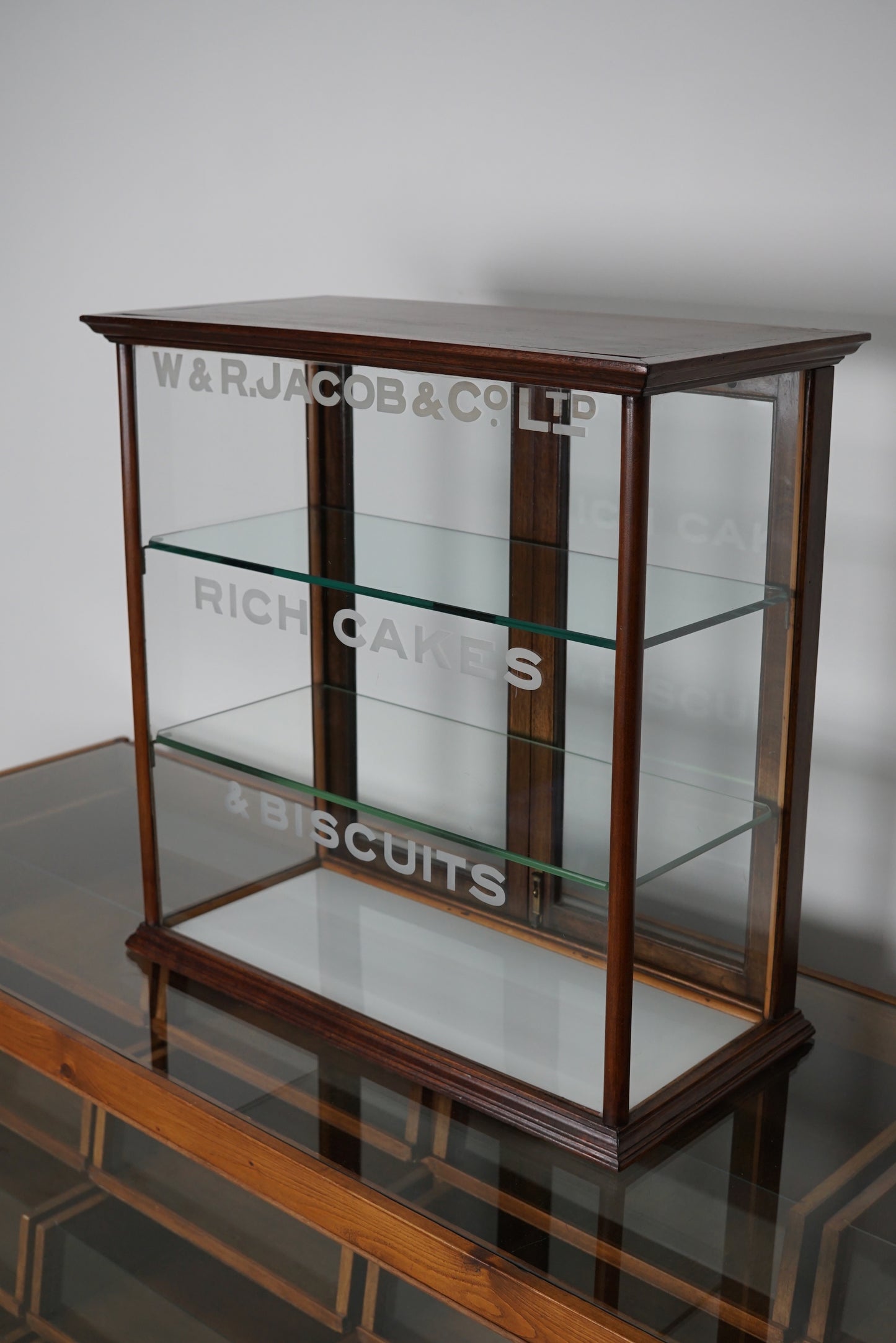 Mahogany Counter Top Cake & Biscuits Shop Display Cabinet, circa 1900