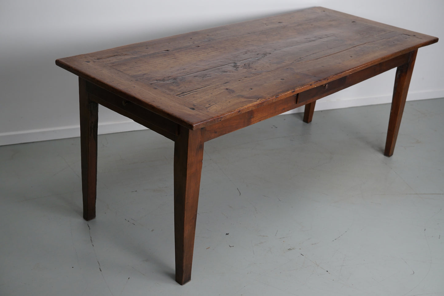Antique 19th Century French Rustic Farmhouse Dining Table Fruitwood