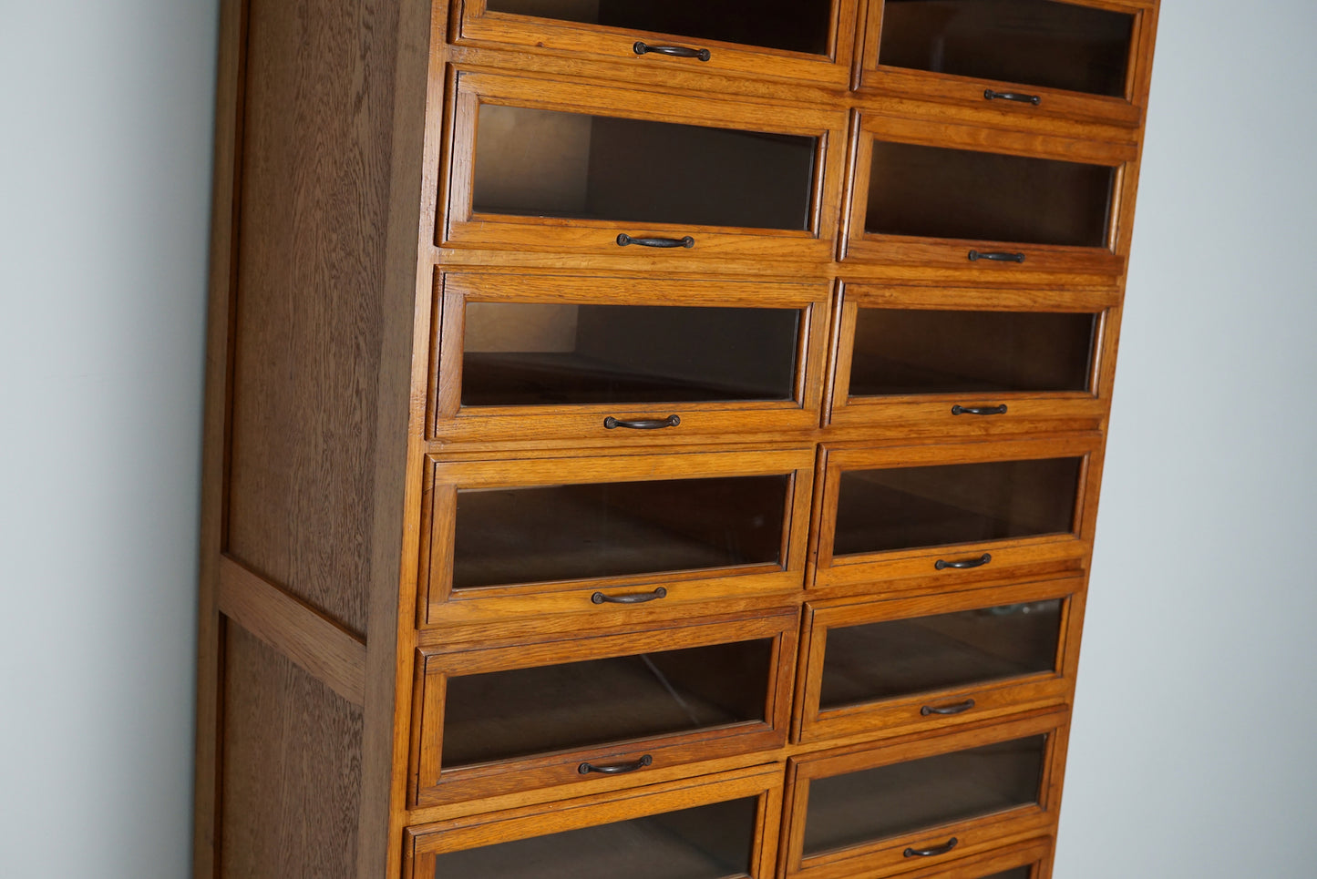 English Haberdashery Shop Cabinet with Glass Fronted Drawers, Circa 1930s