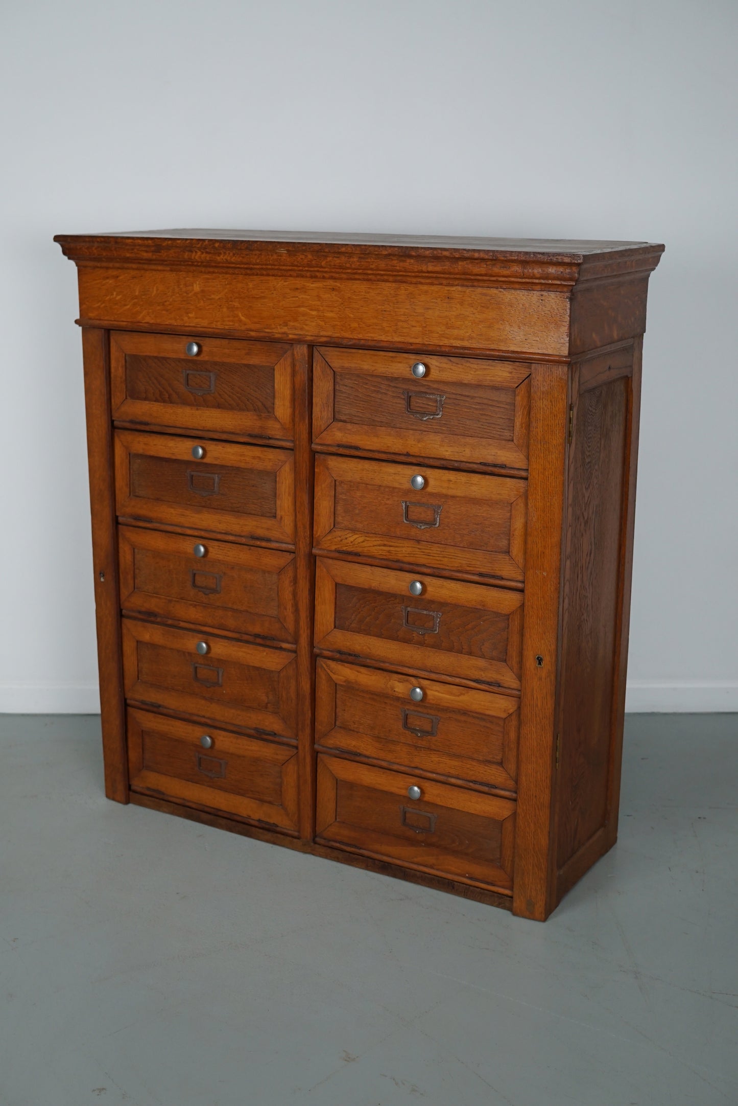 Antique French Oak Filing Cabinet Folding Doors, 1930s