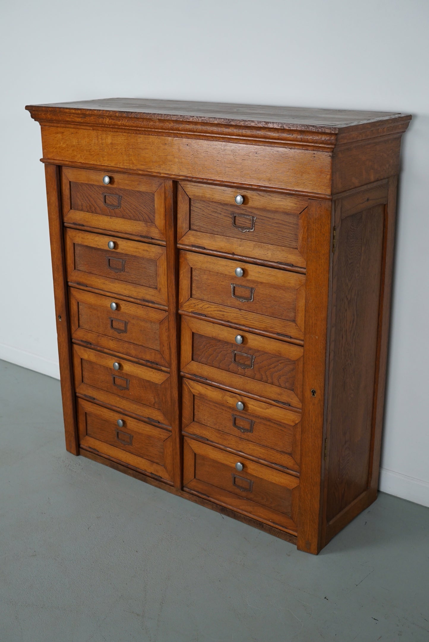 Antique French Oak Filing Cabinet Folding Doors, 1930s
