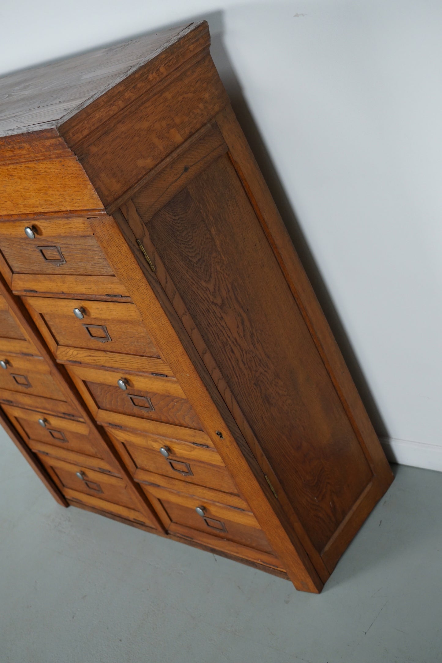 Antique French Oak Filing Cabinet Folding Doors, 1930s