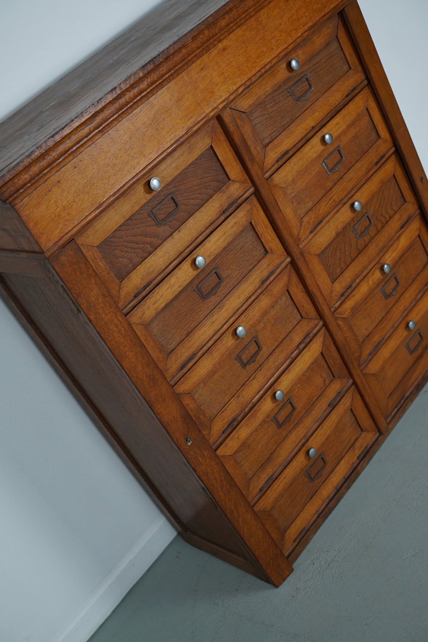 Antique French Oak Filing Cabinet Folding Doors, 1930s