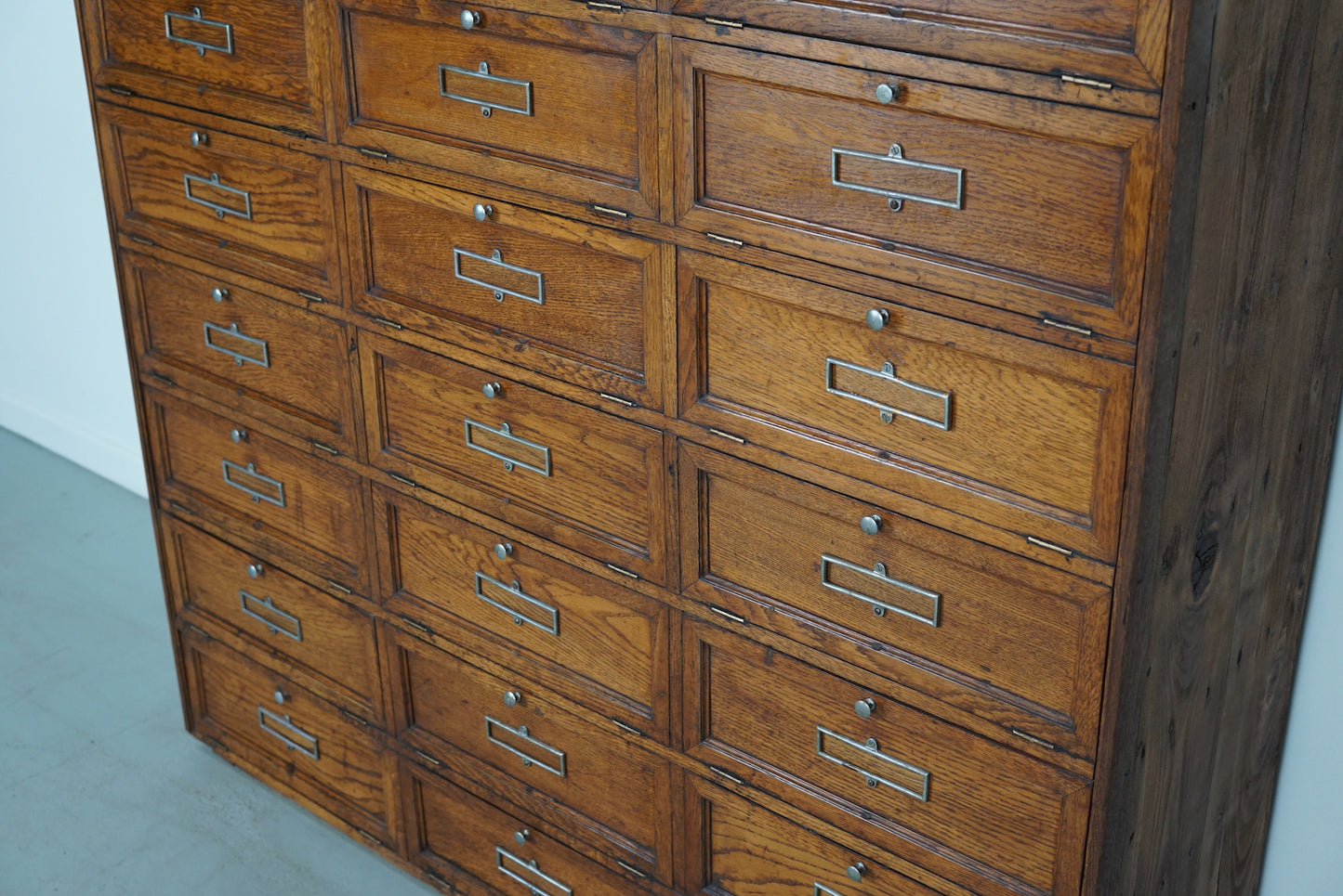 Antique French Oak Bank Cabinet with Drop Down Doors, ca 1920s