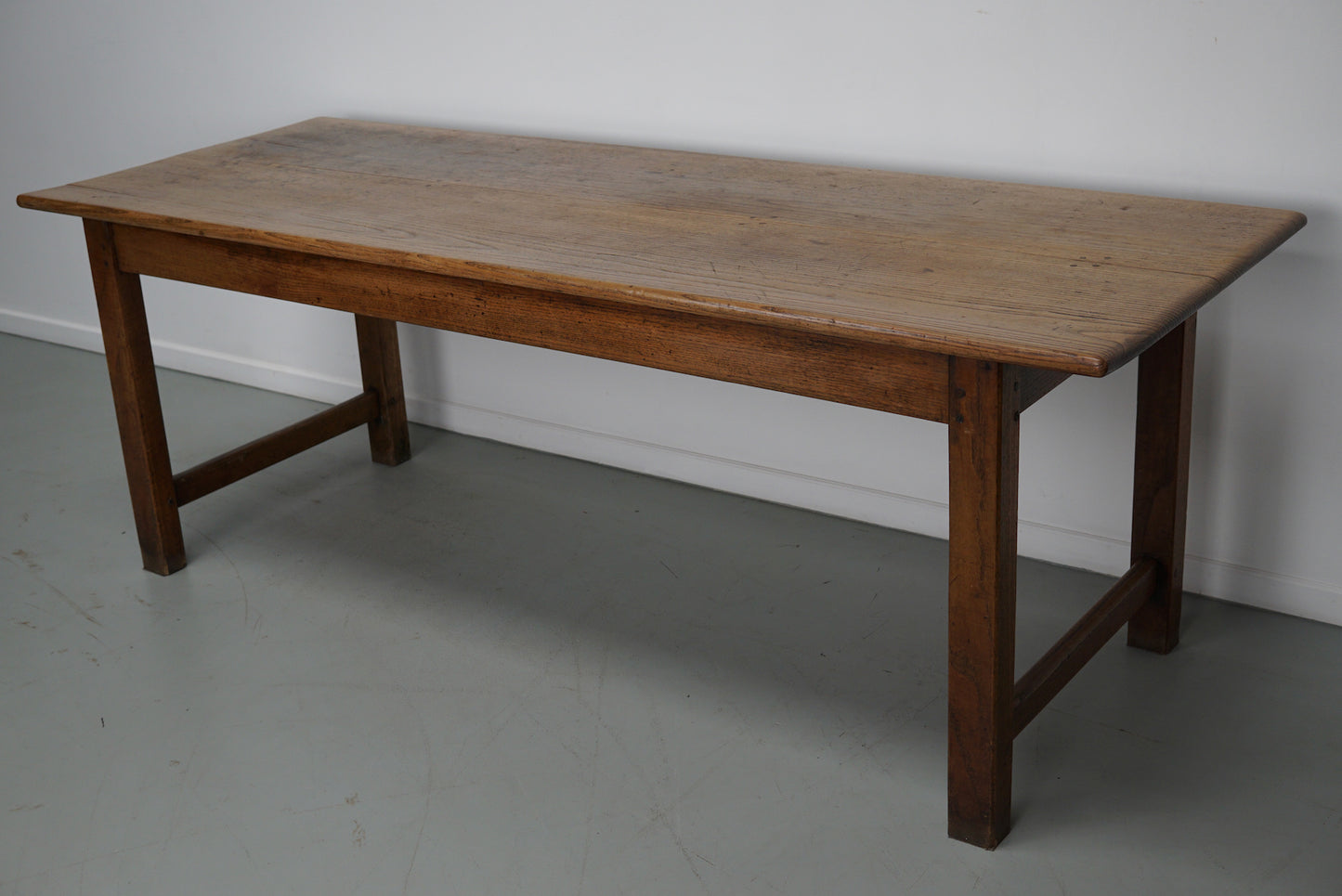 Large Antique Elm & Oak 19th Century French Rustic Farmhouse Dining Table
