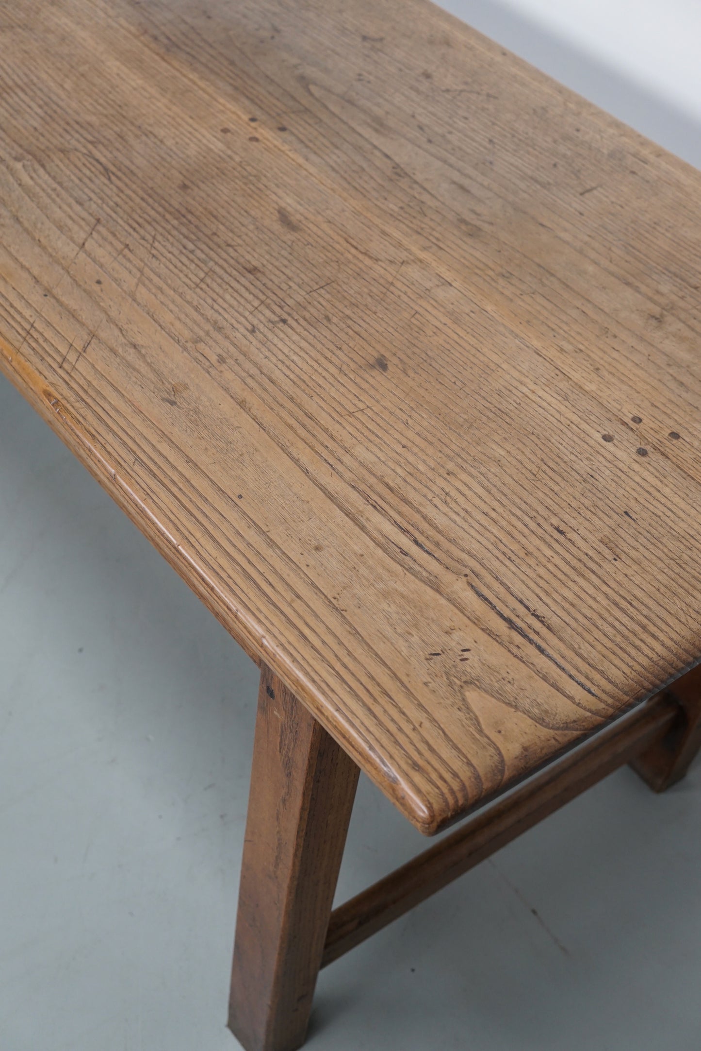 Large Antique Elm & Oak 19th Century French Rustic Farmhouse Dining Table