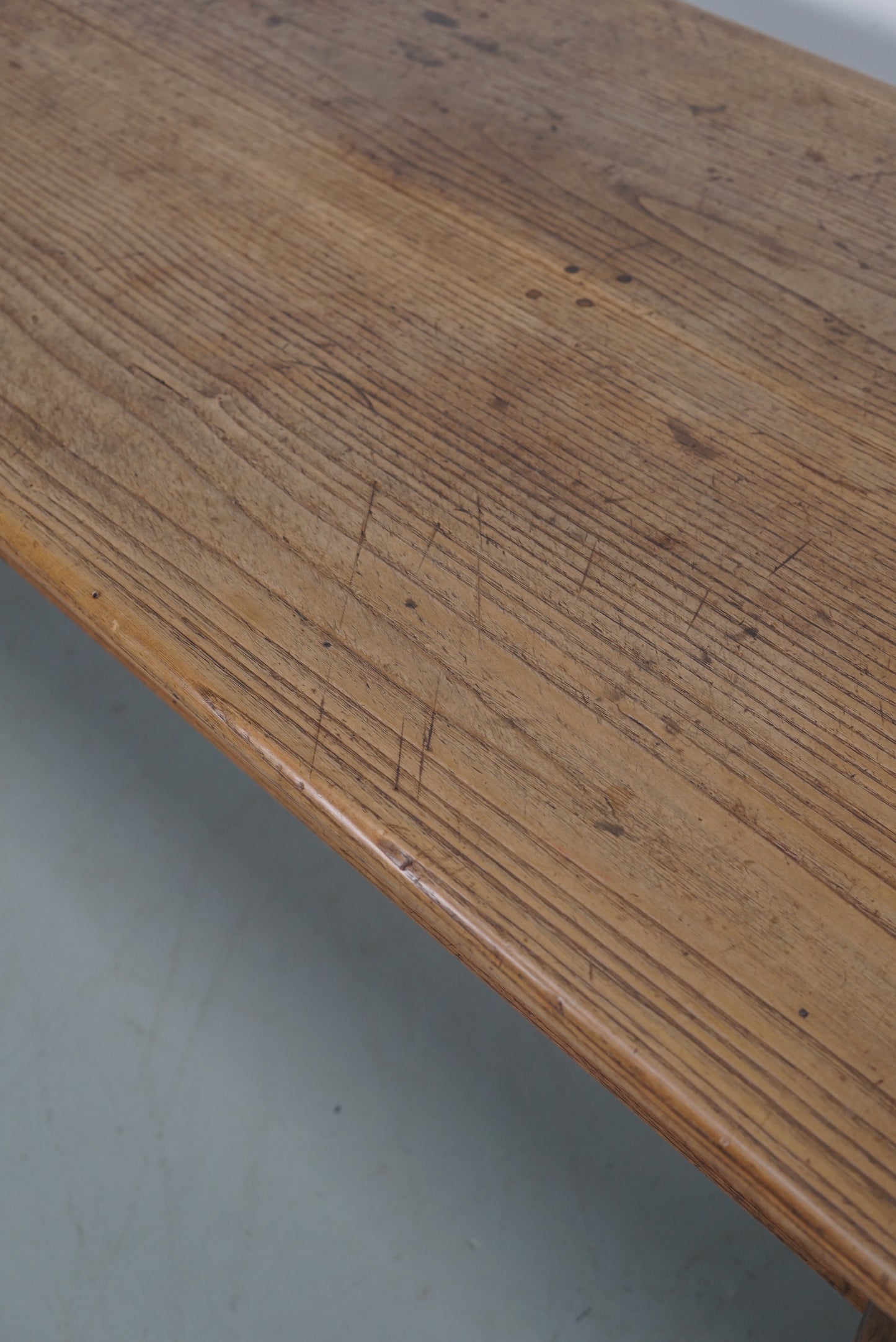 Large Antique Elm & Oak 19th Century French Rustic Farmhouse Dining Table