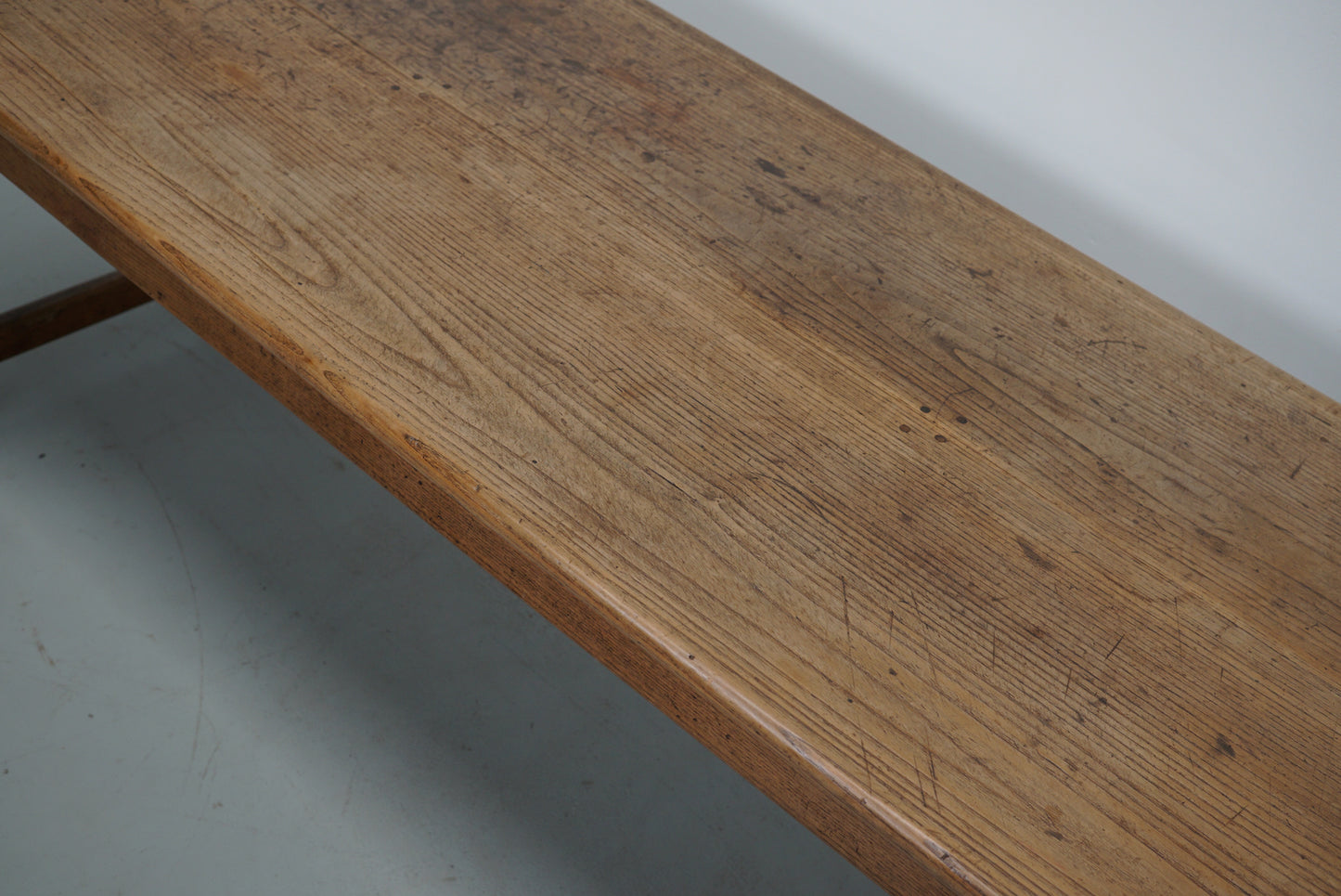 Large Antique Elm & Oak 19th Century French Rustic Farmhouse Dining Table