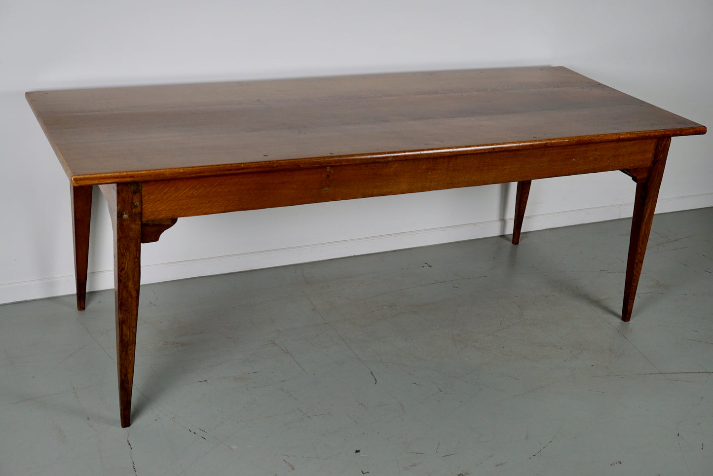 Antique Oak 19th Century French Rustic Farmhouse Dining Table