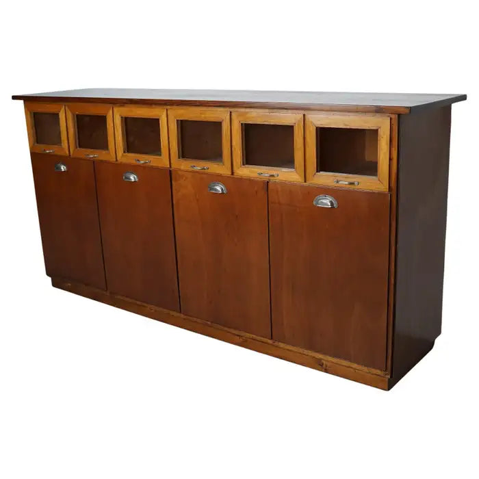 Vintage Dutch Beech & Oak Haberdashery Shop / Grain Cabinet, 1950s