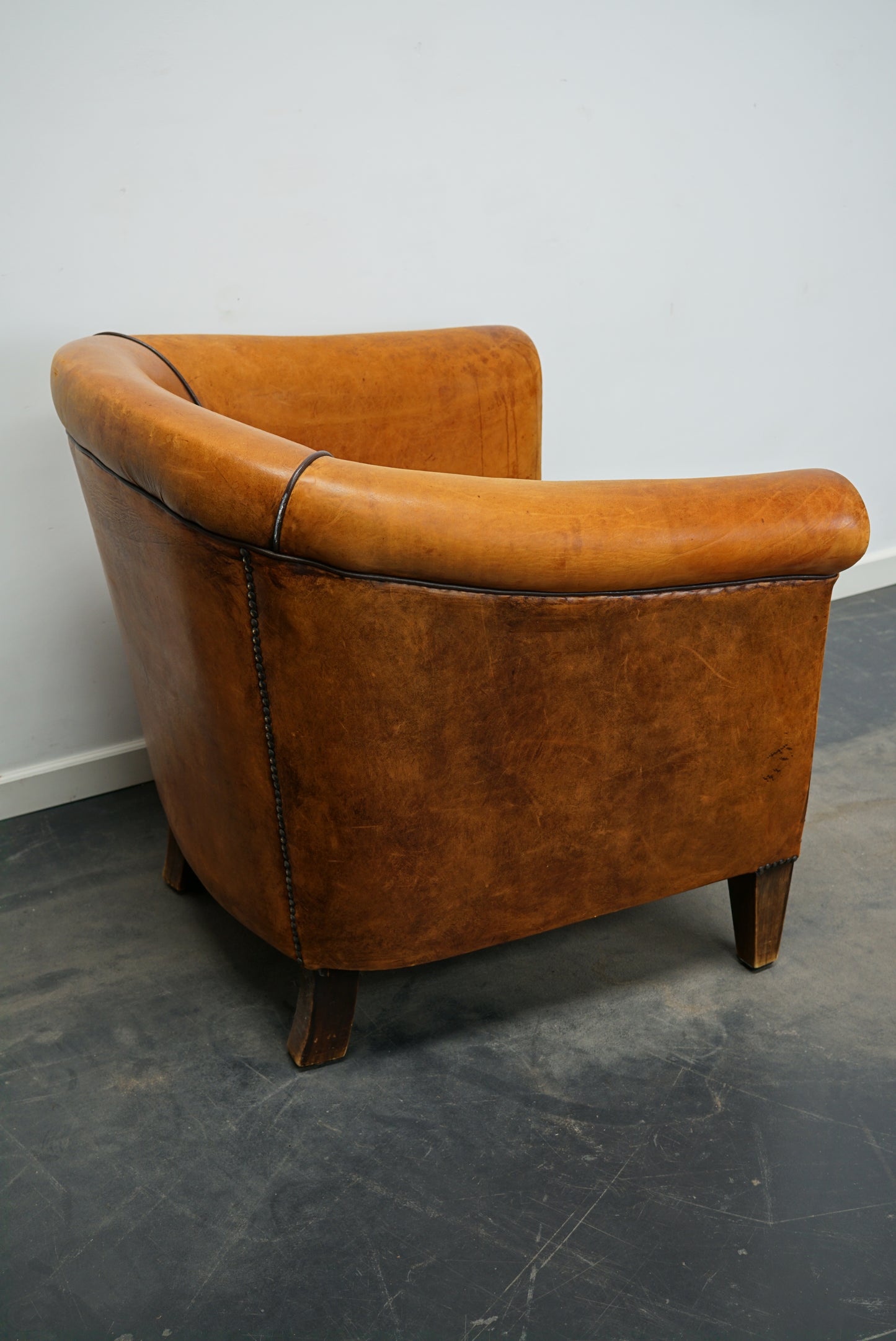 Vintage Dutch Cognac Colored Leather Club Chair