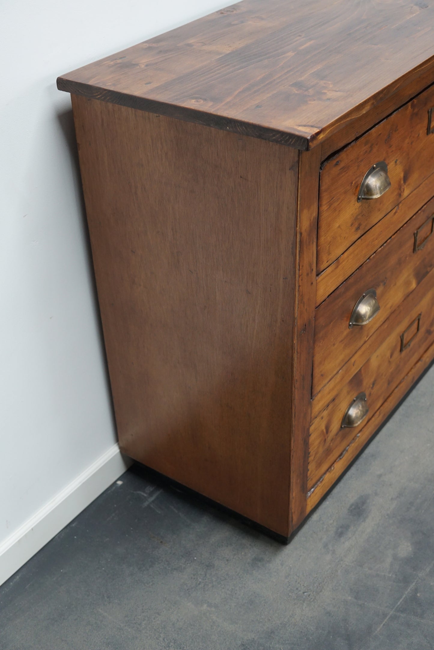 German Pine Apothecary Cabinet or Bank of Drawers, Mid-20th Century
