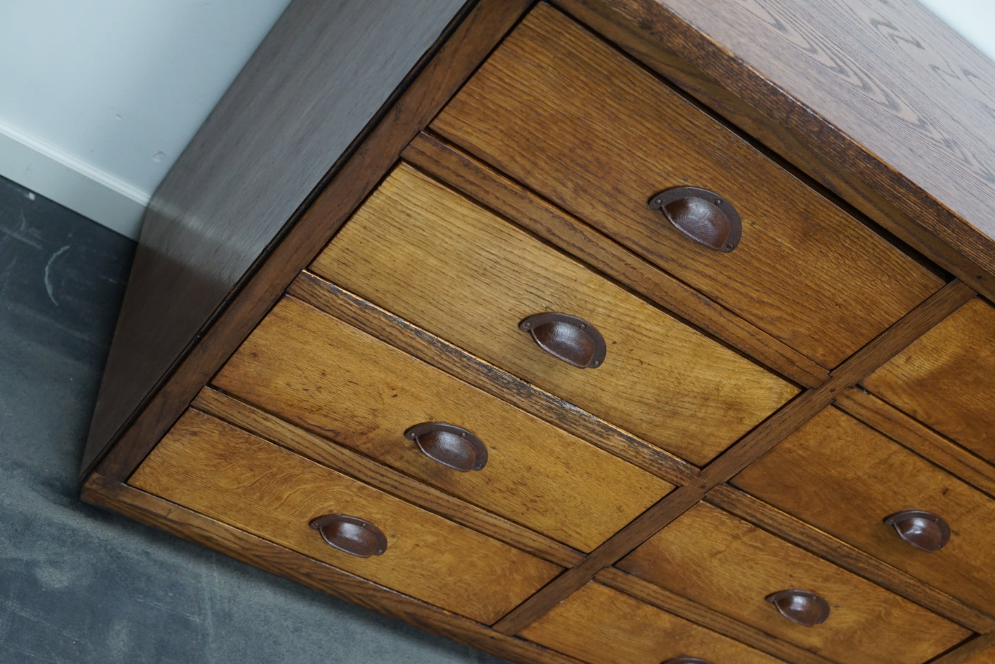Dutch Oak Apothecary Cabinet or Bank of Drawers, Mid-20th Century