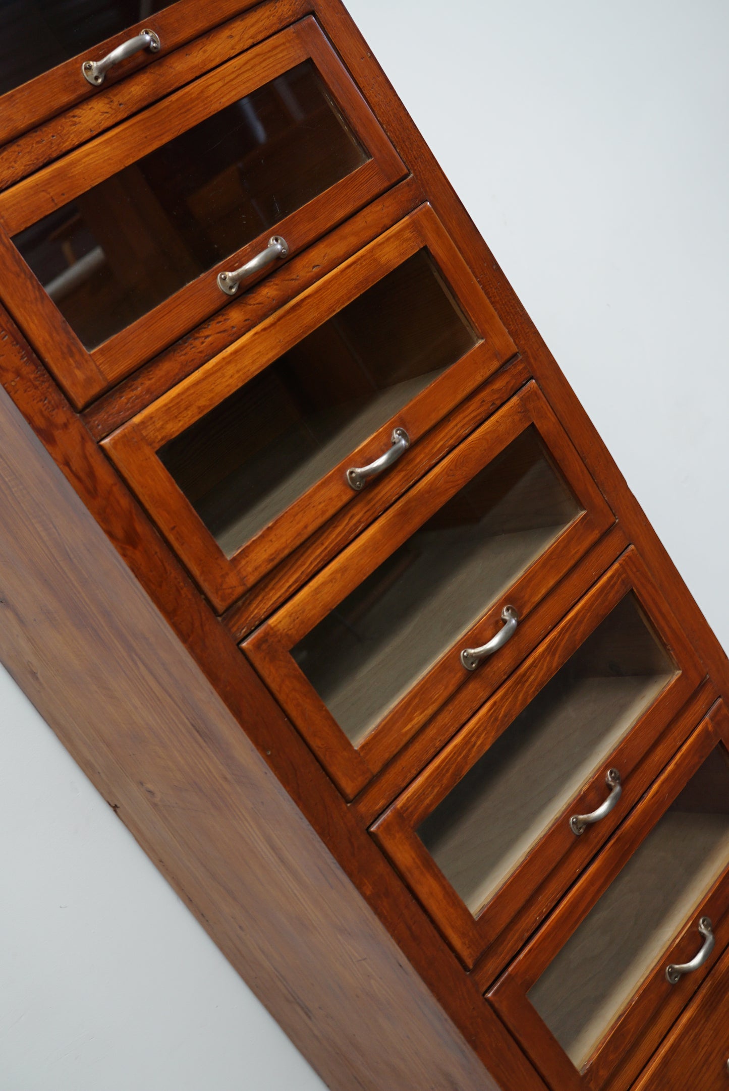 Tall Vintage German Pine Haberdashery Shop Cabinet, 1950s
