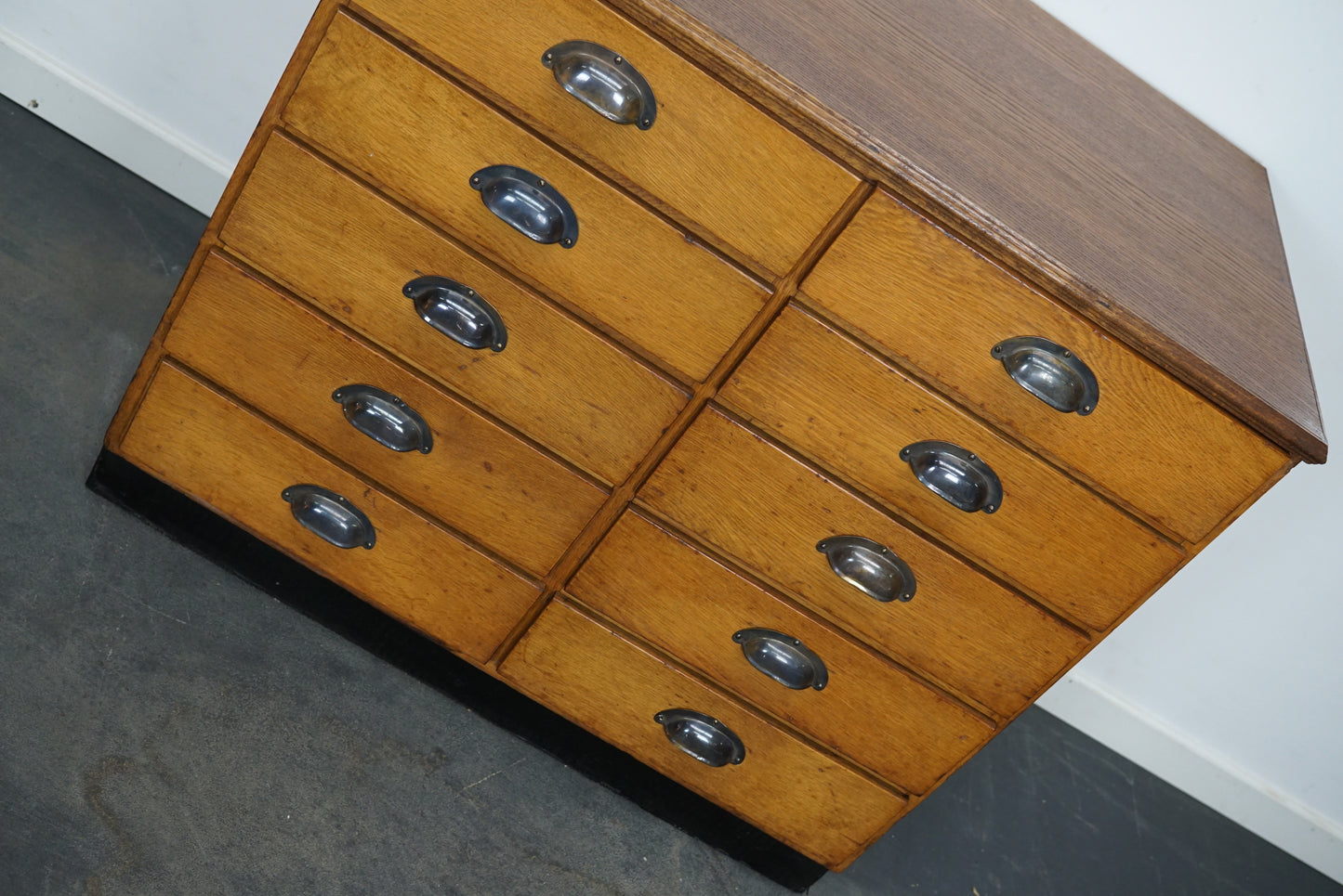 German Oak / Pine Apothecary Cabinet or Bank of Drawers, Mid 20th Century