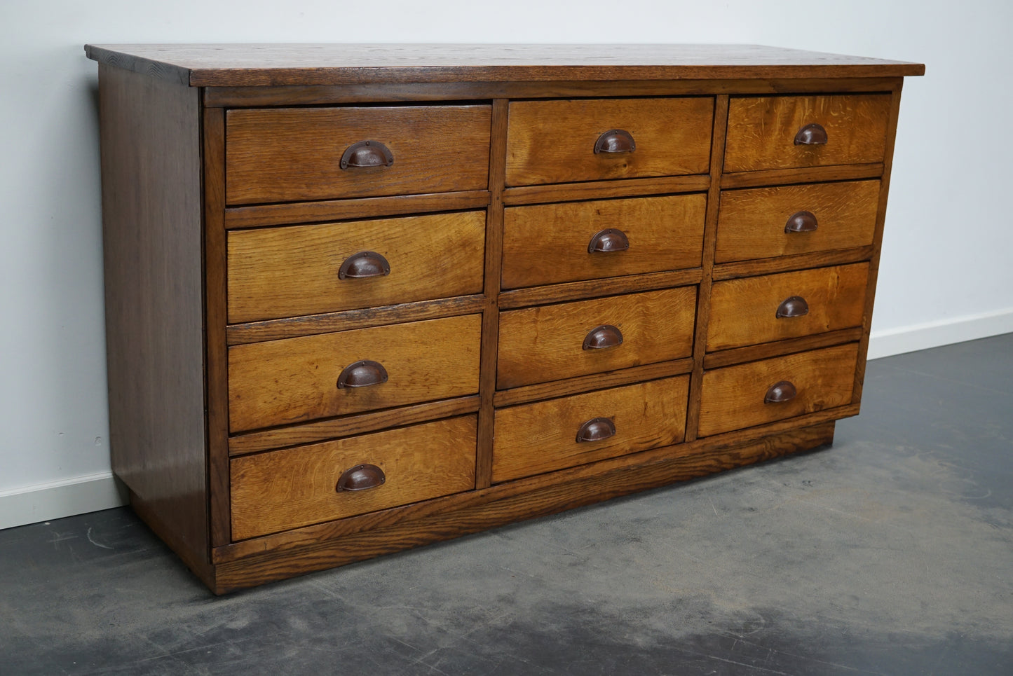 Dutch Oak Apothecary Cabinet or Bank of Drawers, Mid-20th Century