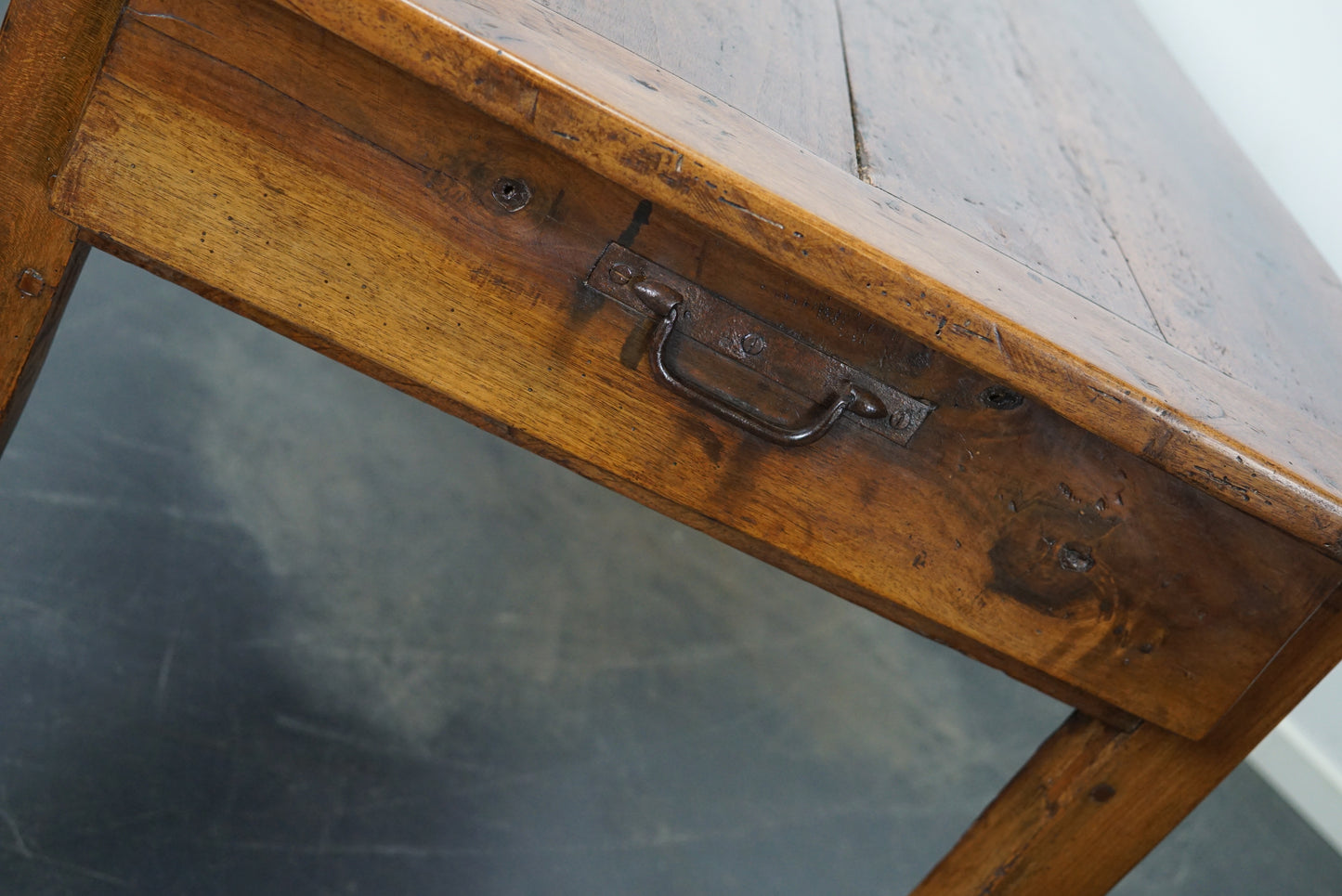 Antique 19th Century French Rustic Farmhouse Dining Table Fruitwood & Chestnut