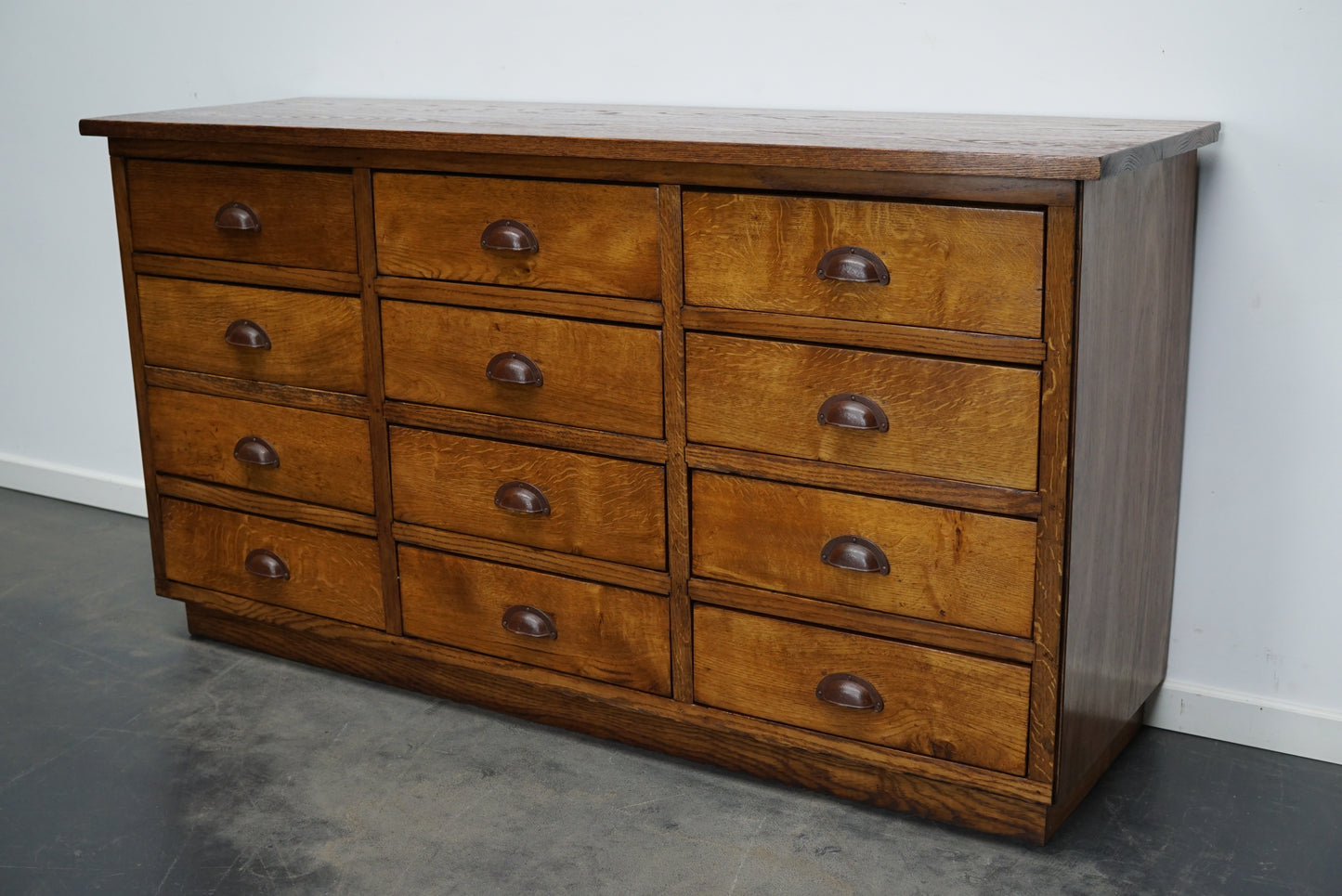 Dutch Oak Apothecary Cabinet or Bank of Drawers, Mid-20th Century
