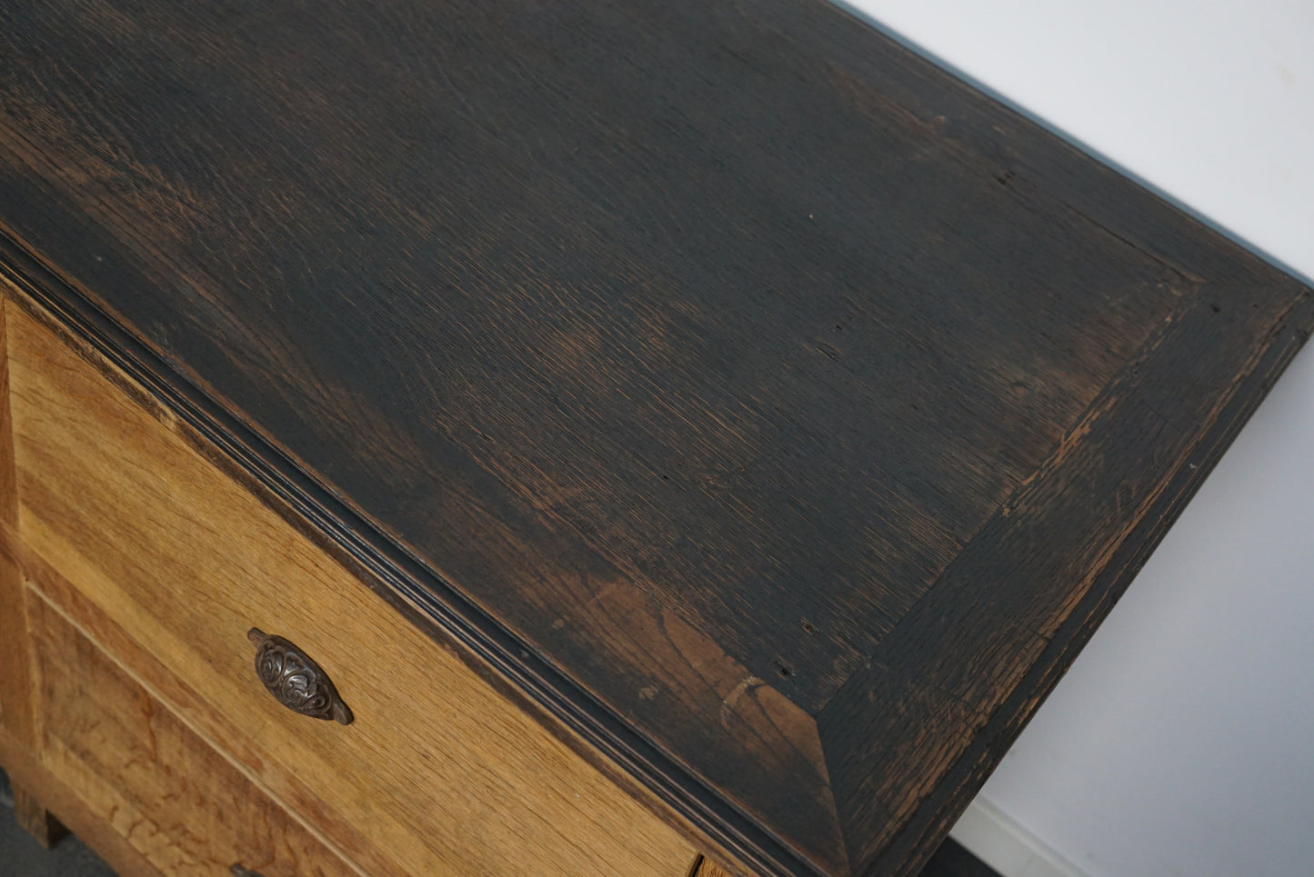 Antique French Oak Rustic Bank of Drawers or Shop Counter, Circa 1900
