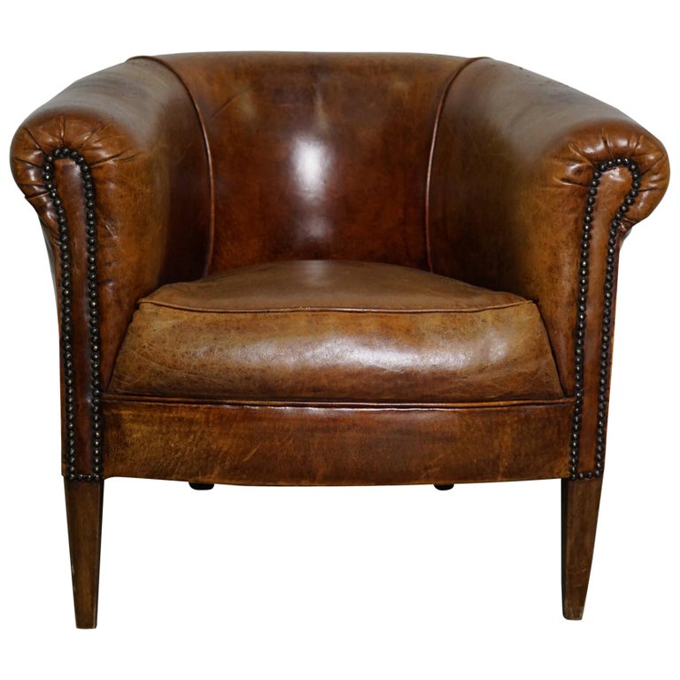 Vintage Dutch Cognac Leather Club Chair