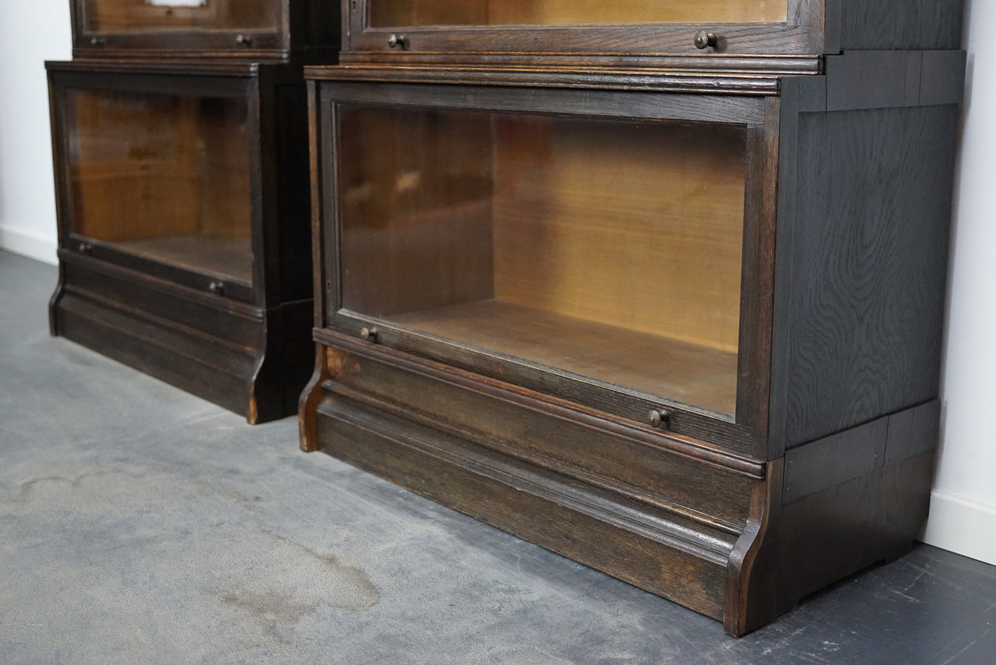 Pair of Antique Oak Stacking Bookcases by Muller in Globe Wernicke Style ca 1930