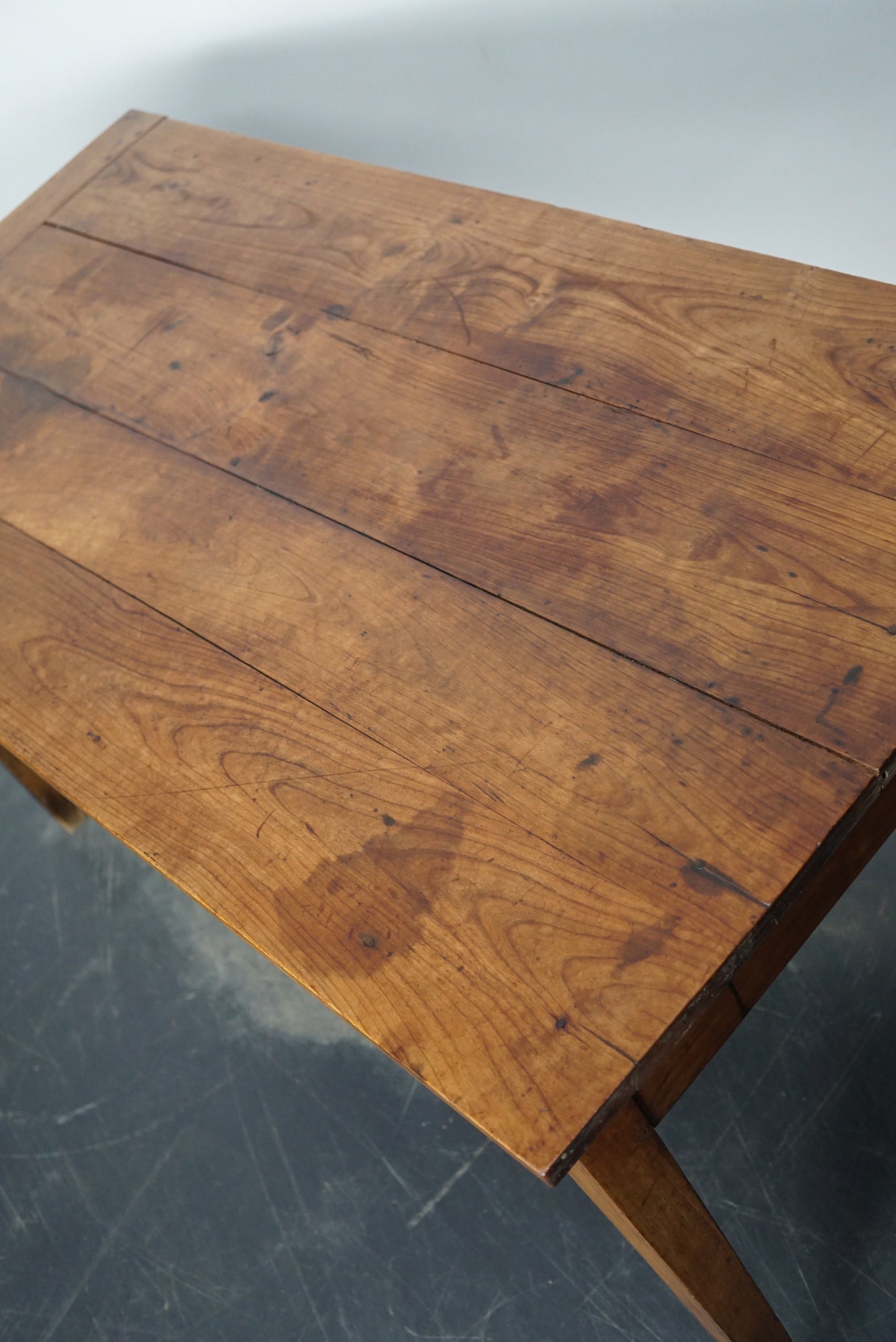 Antique Cherry French Farmhouse Dining Table, 19th Century