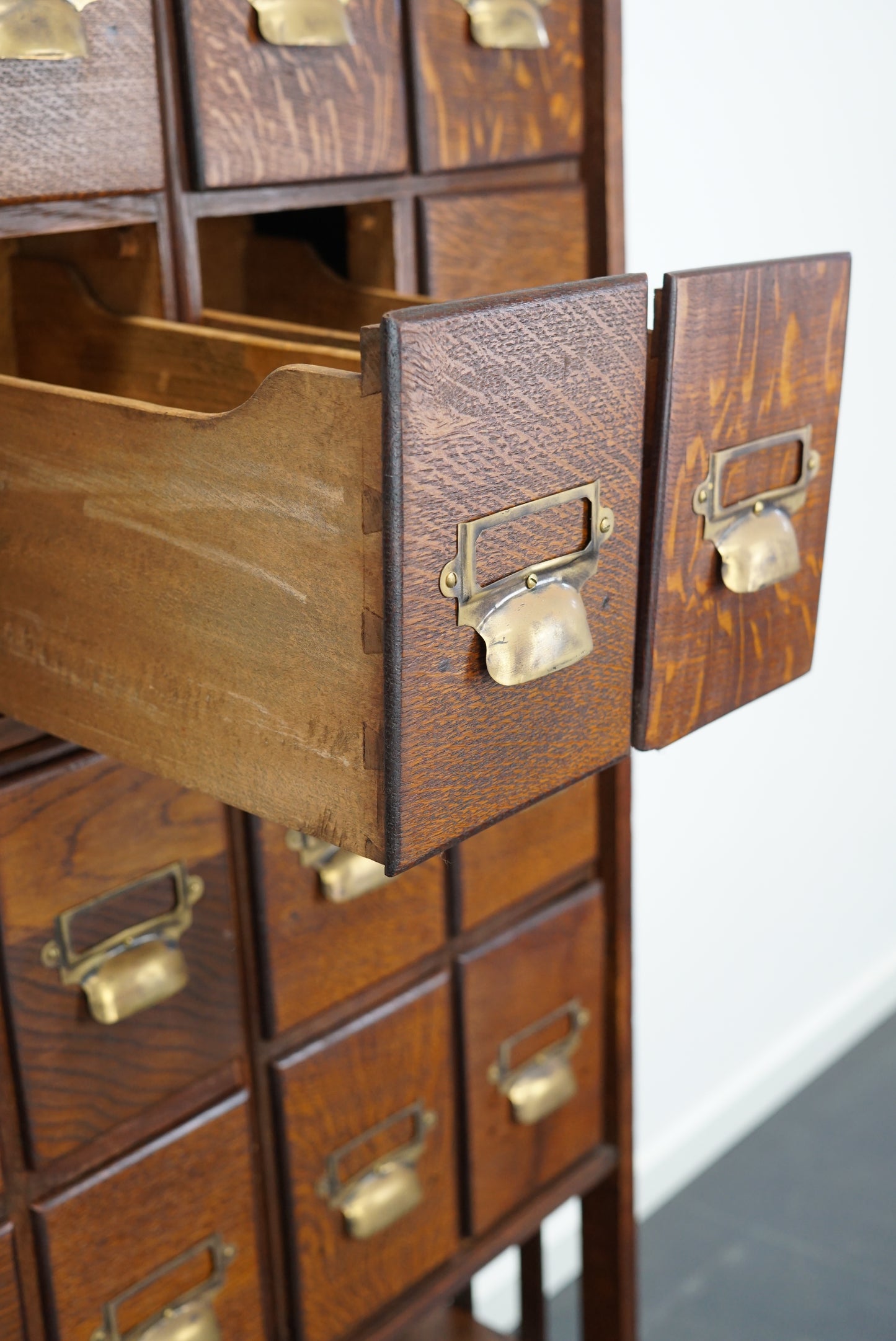 English Oak Apothecary Cabinet or Filing Cabinet, Early 20th Century