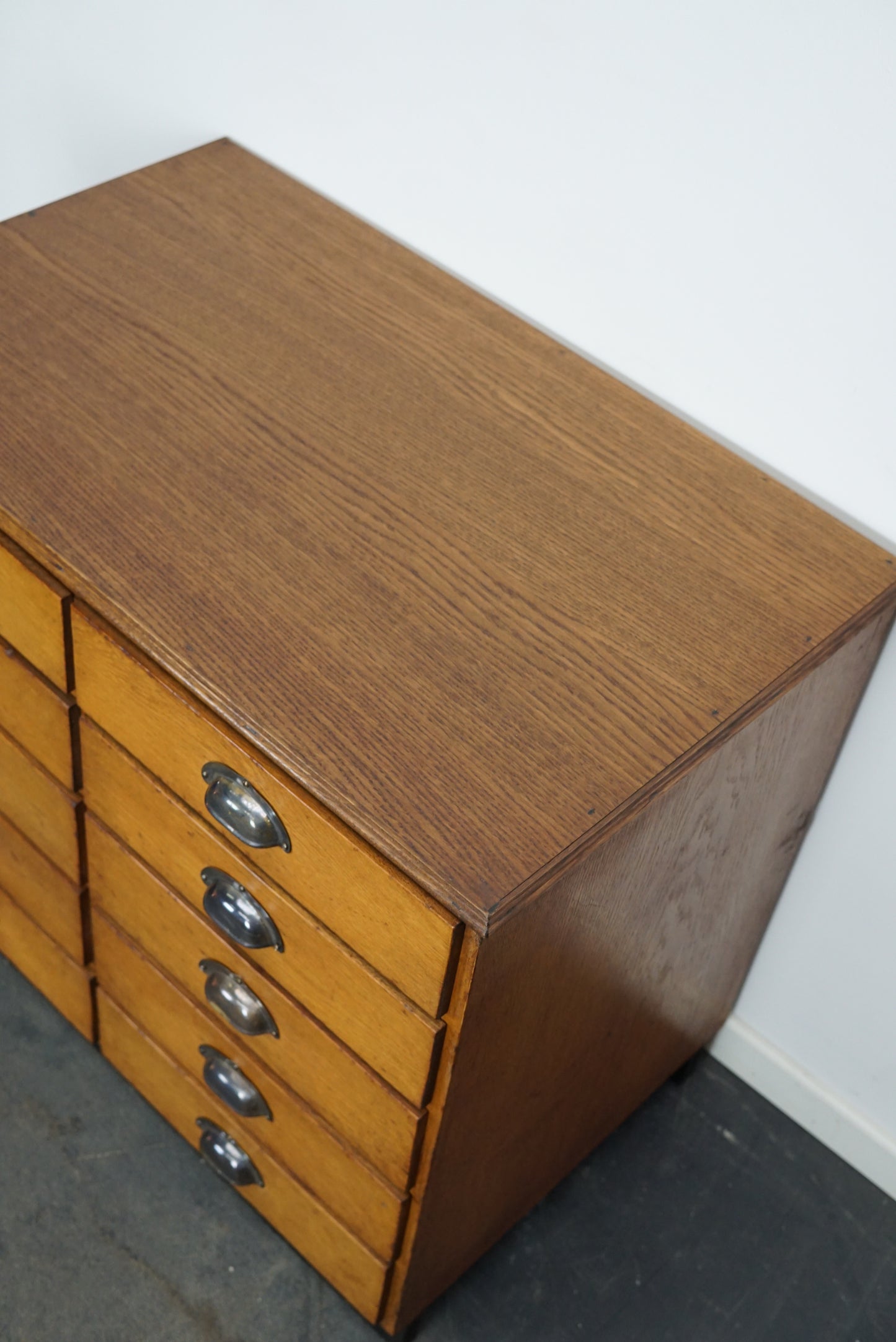 German Oak / Pine Apothecary Cabinet or Bank of Drawers, Mid 20th Century
