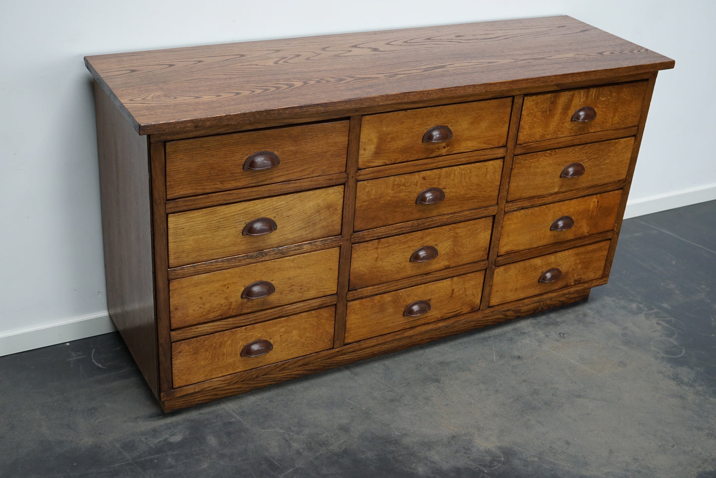Dutch Oak Apothecary Cabinet or Bank of Drawers, Mid-20th Century