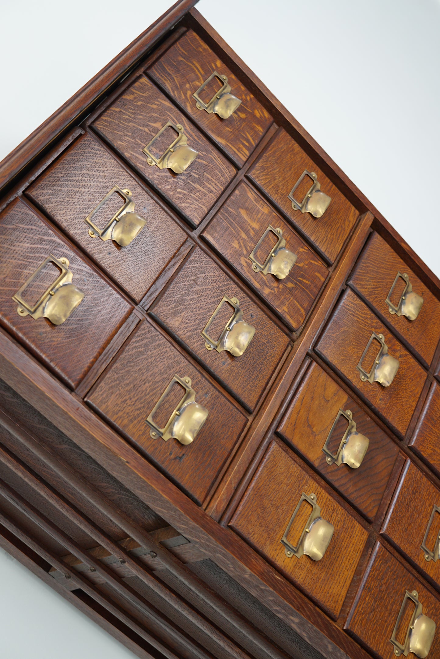 English Oak Apothecary Cabinet or Filing Cabinet, Early 20th Century