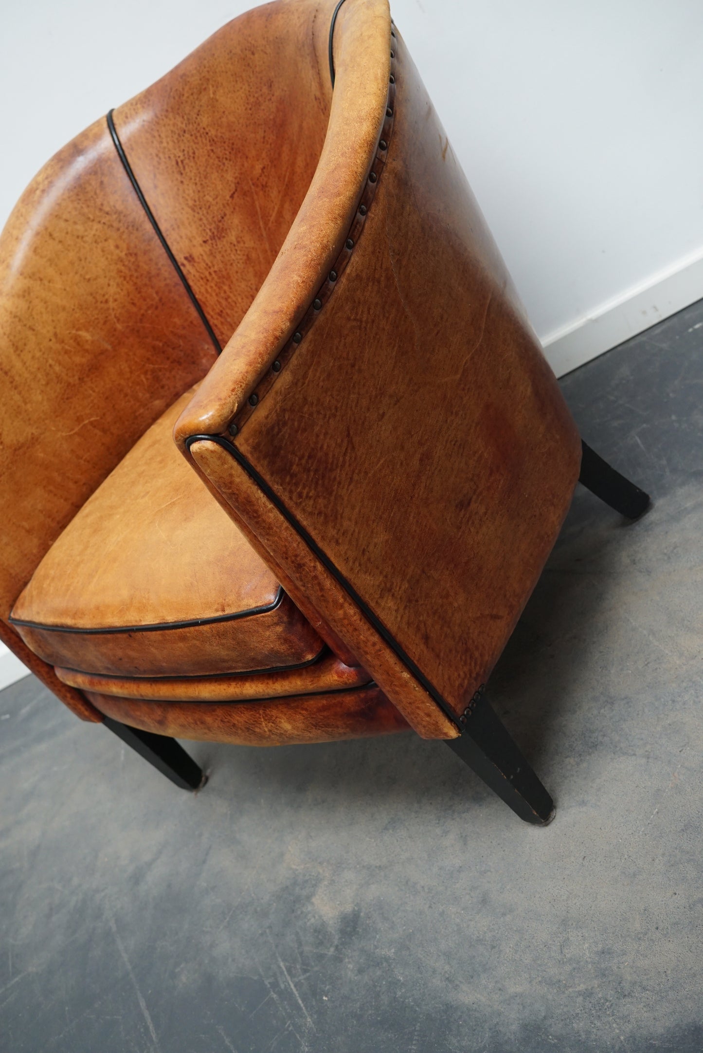 Vintage Dutch Cognac Colored Leather Club Chair