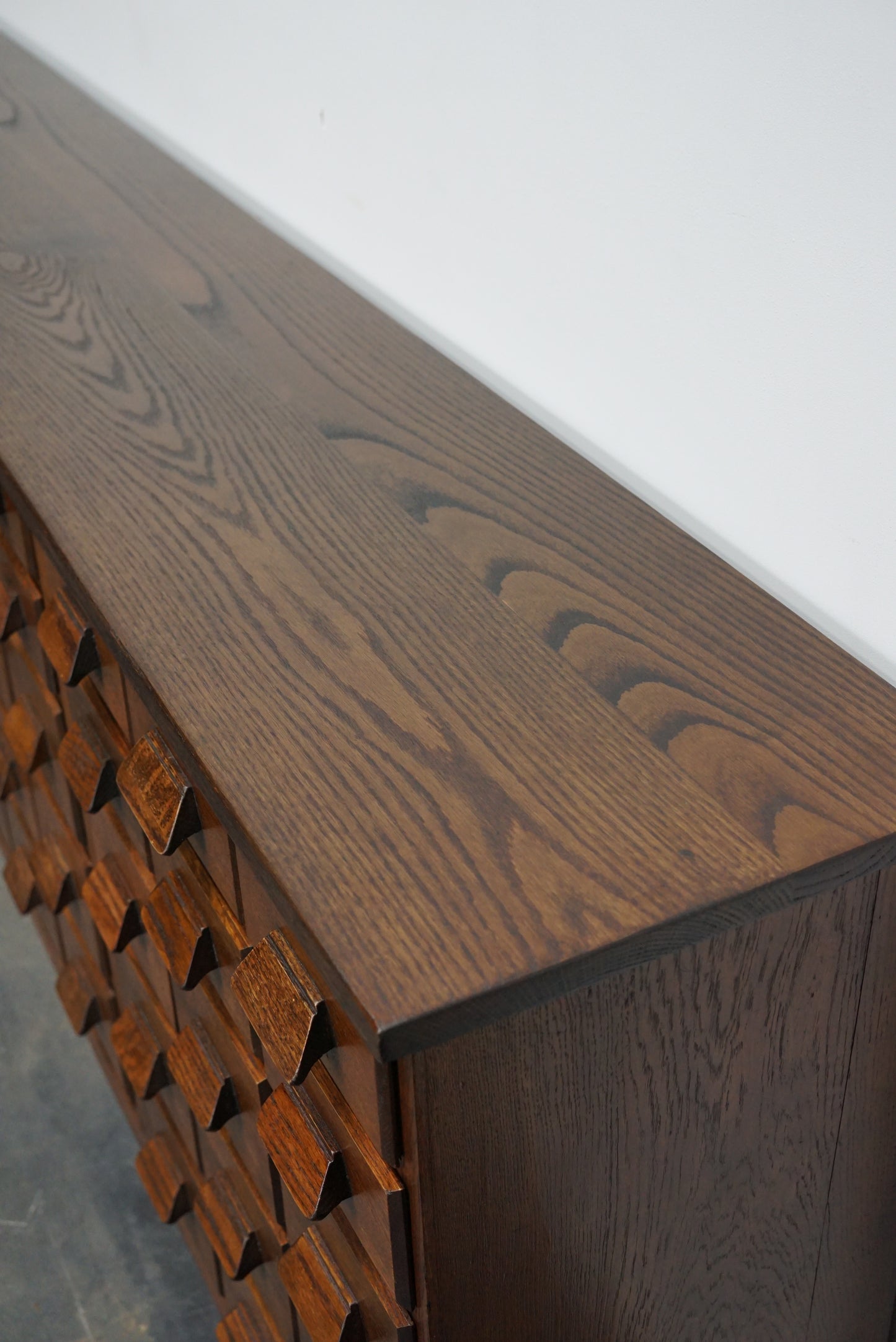 German Industrial Oak Apothecary Cabinet / Bank of Drawers, 1930s