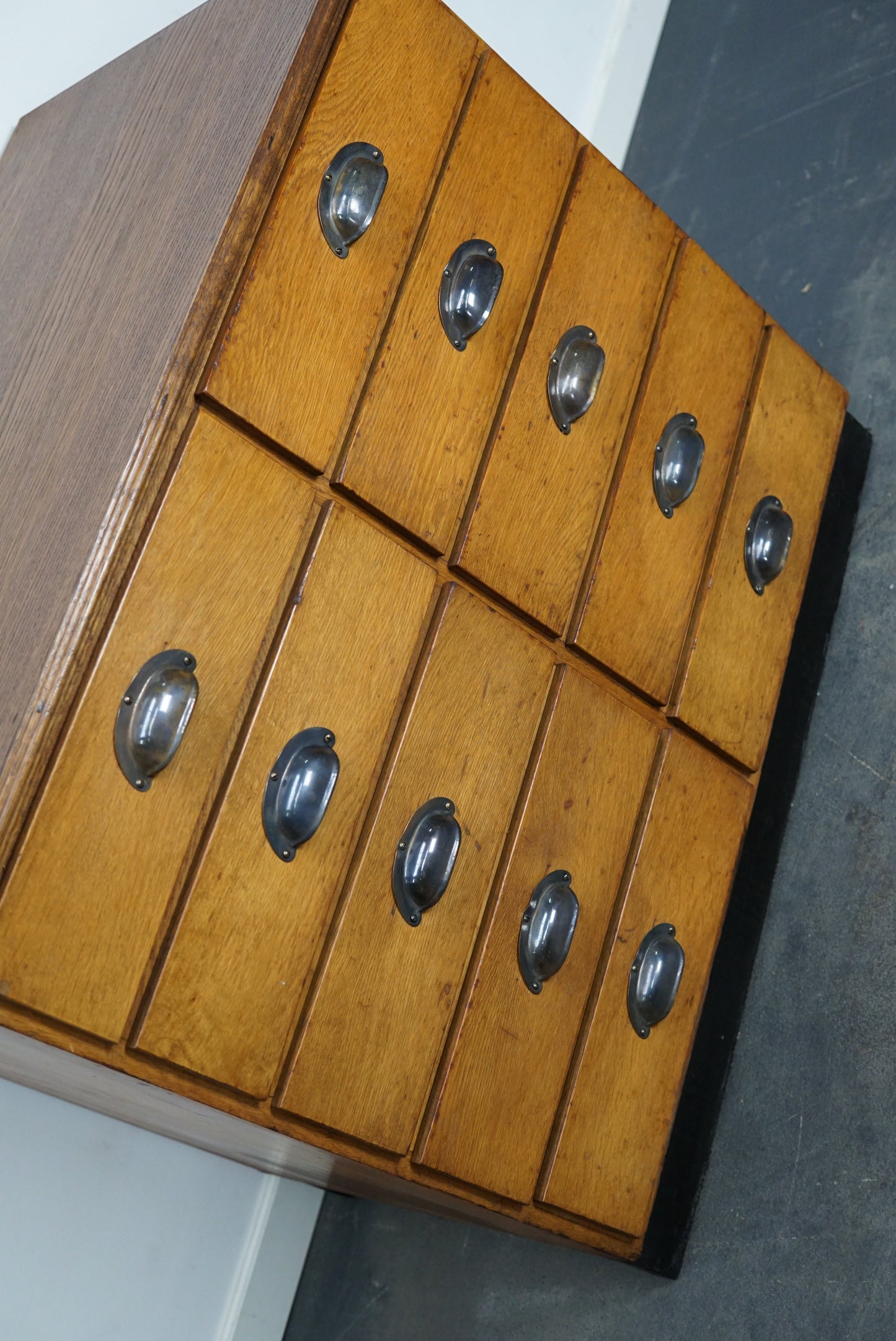 German Oak / Pine Apothecary Cabinet or Bank of Drawers, Mid 20th Century