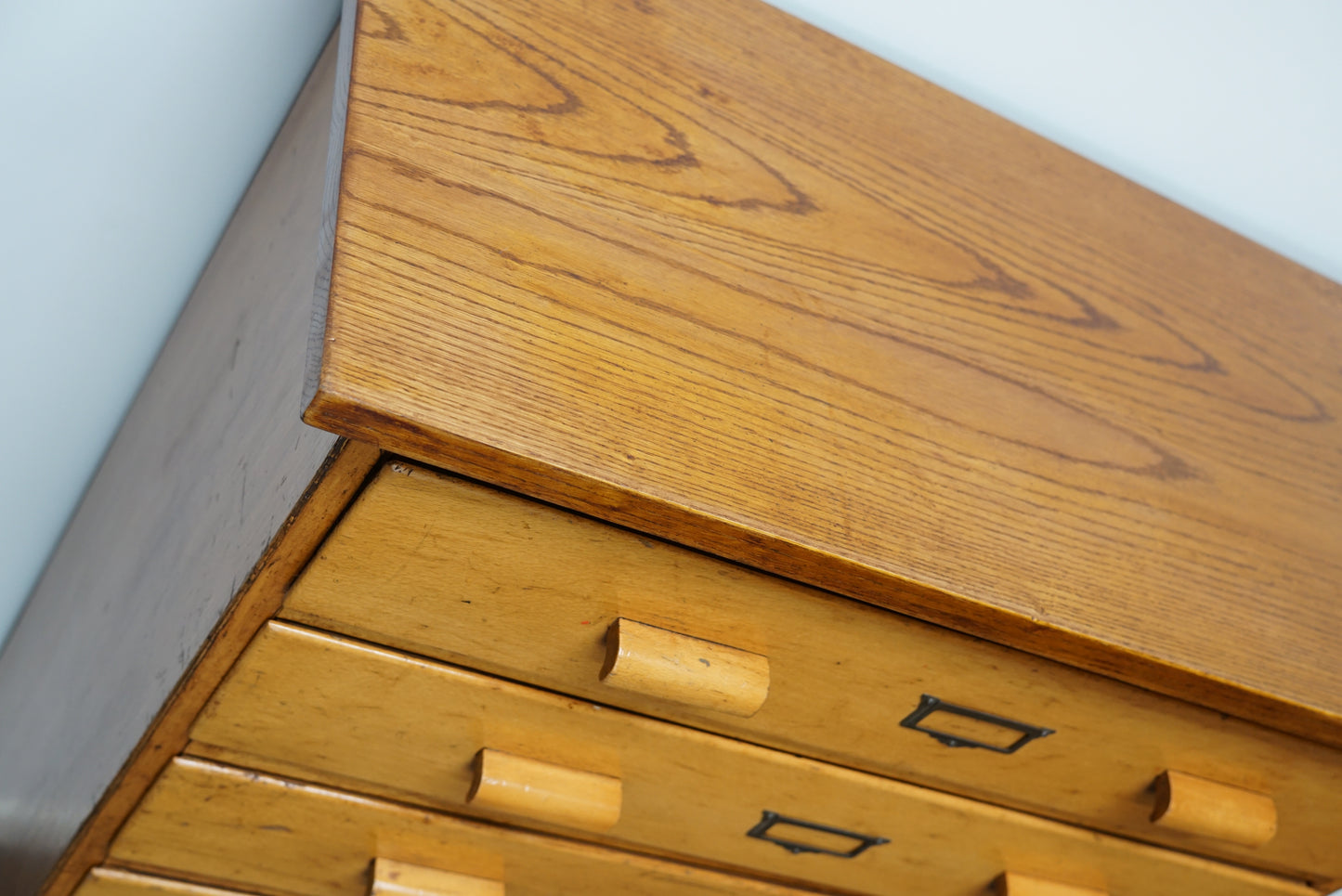 German Beech Industrial Apothecary Cabinet, Mid-20th Century