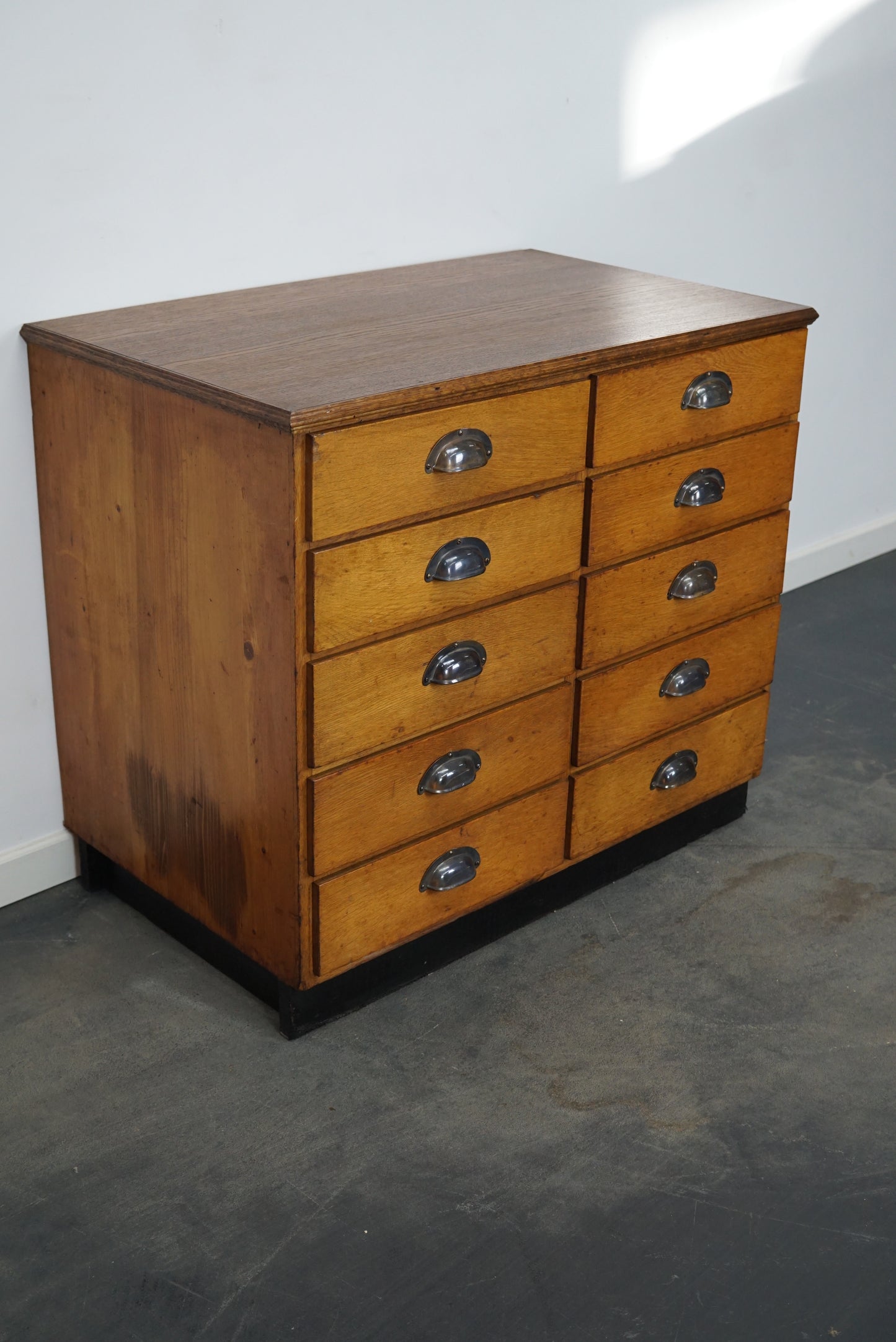 German Oak / Pine Apothecary Cabinet or Bank of Drawers, Mid 20th Century