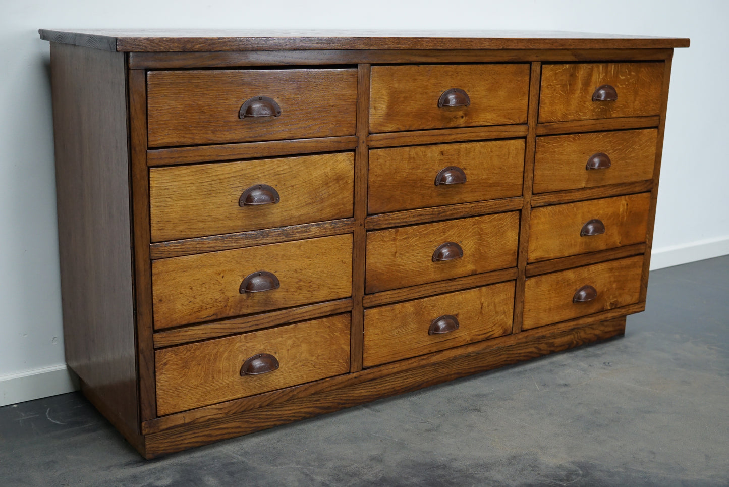 Dutch Oak Apothecary Cabinet or Bank of Drawers, Mid-20th Century
