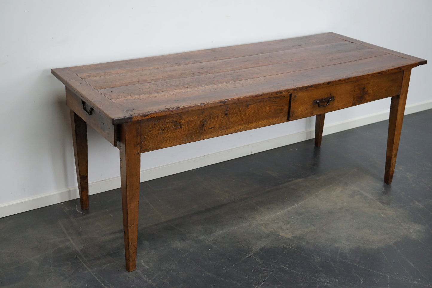Antique 19th Century French Rustic Farmhouse Dining Table Fruitwood & Chestnut