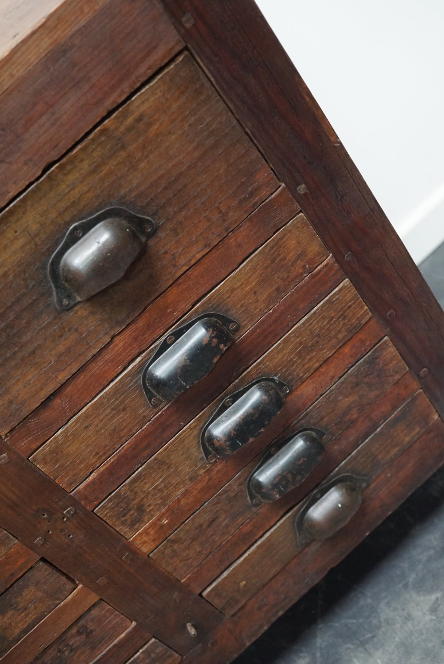 French Pine Rustic Apothecary Workshop Cabinet, circa 1950s
