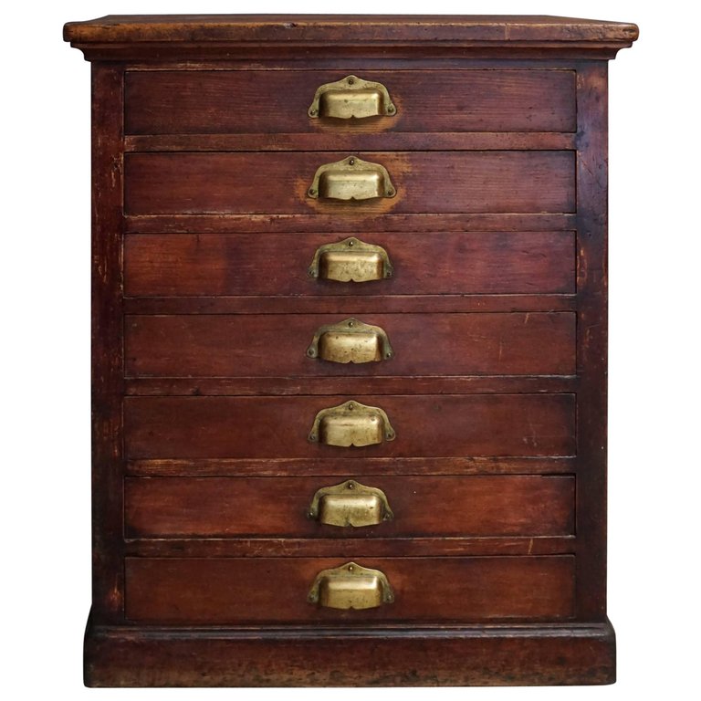 Vintage French Pine Apothecary Cabinet, 1950s