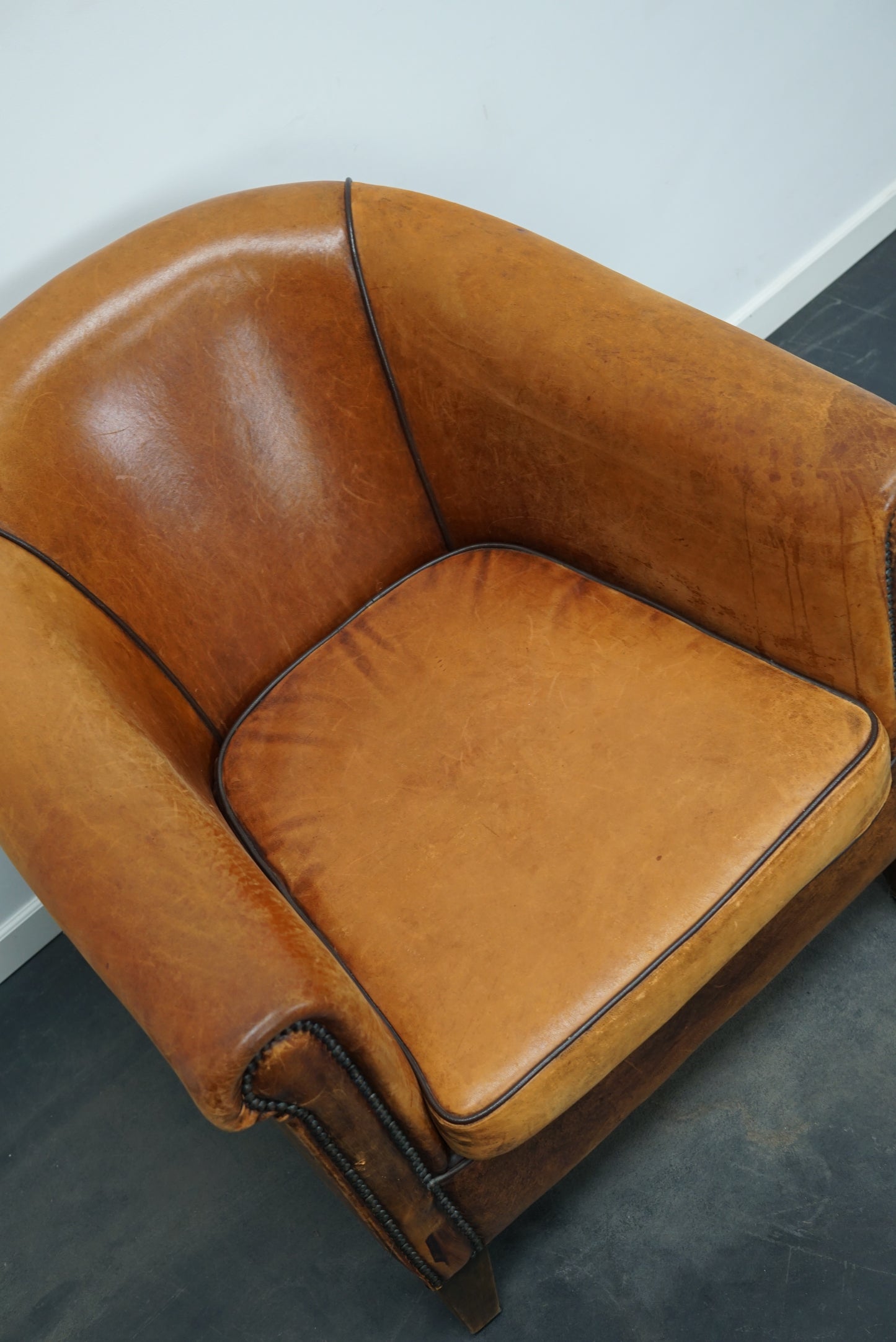 Vintage Dutch Cognac Colored Leather Club Chair