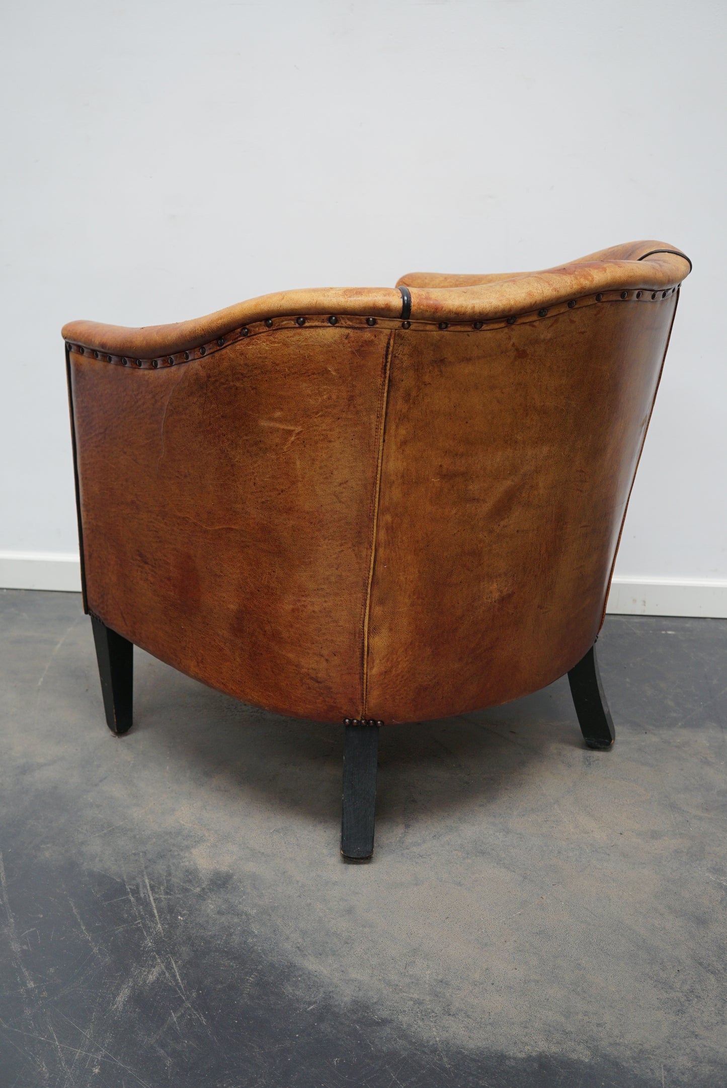 Vintage Dutch Cognac Colored Leather Club Chair